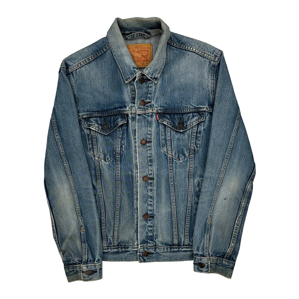 Levis Denim Jacket - Medium Blue Denim Refurbished - Thrifted (note: this is a term often used to describe second- refurbished available on Cerqular