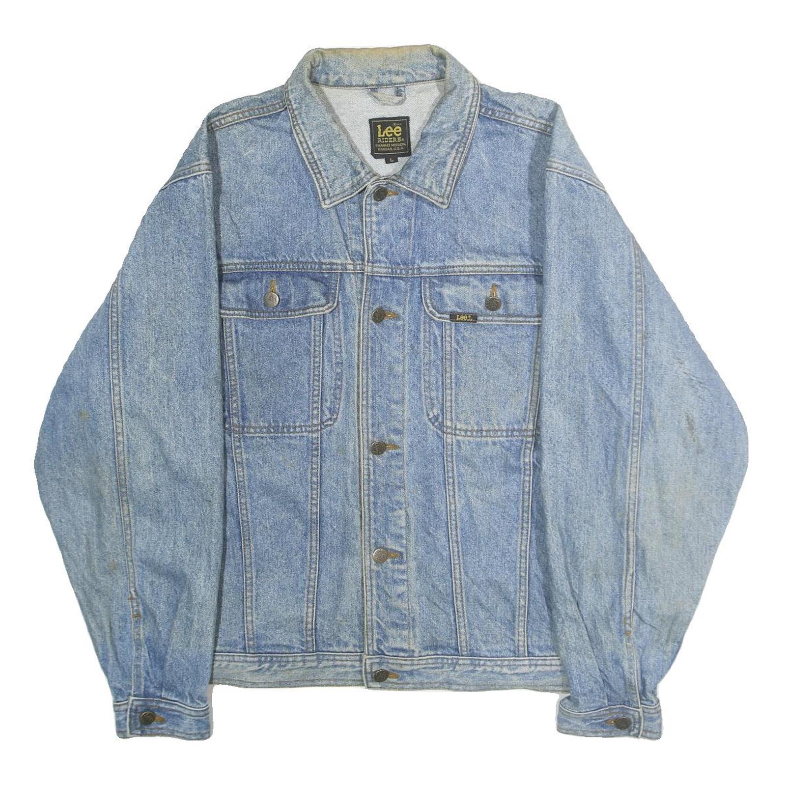LEE Mens Blue Denim Button Cotton Jacket L Casual Vintage Style Refurbished - N/A refurbished available on Cerqular
