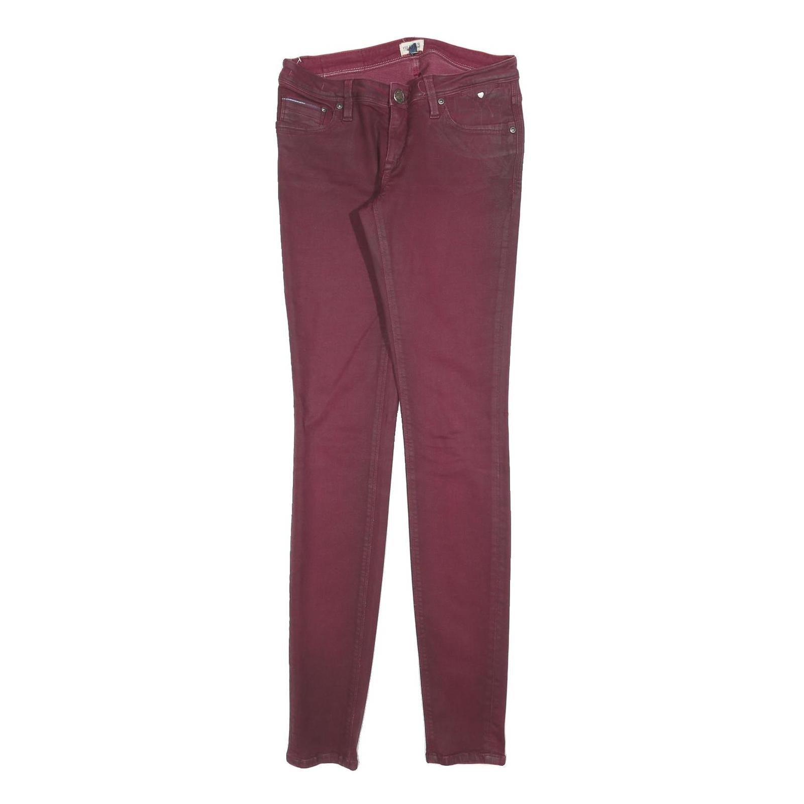 TOMMY HILFIGER Womens Cotton Blend Burgundy Slim Skinny Trousers W27 L34 Stylish Refurbished - N/A refurbished available on Cerqular