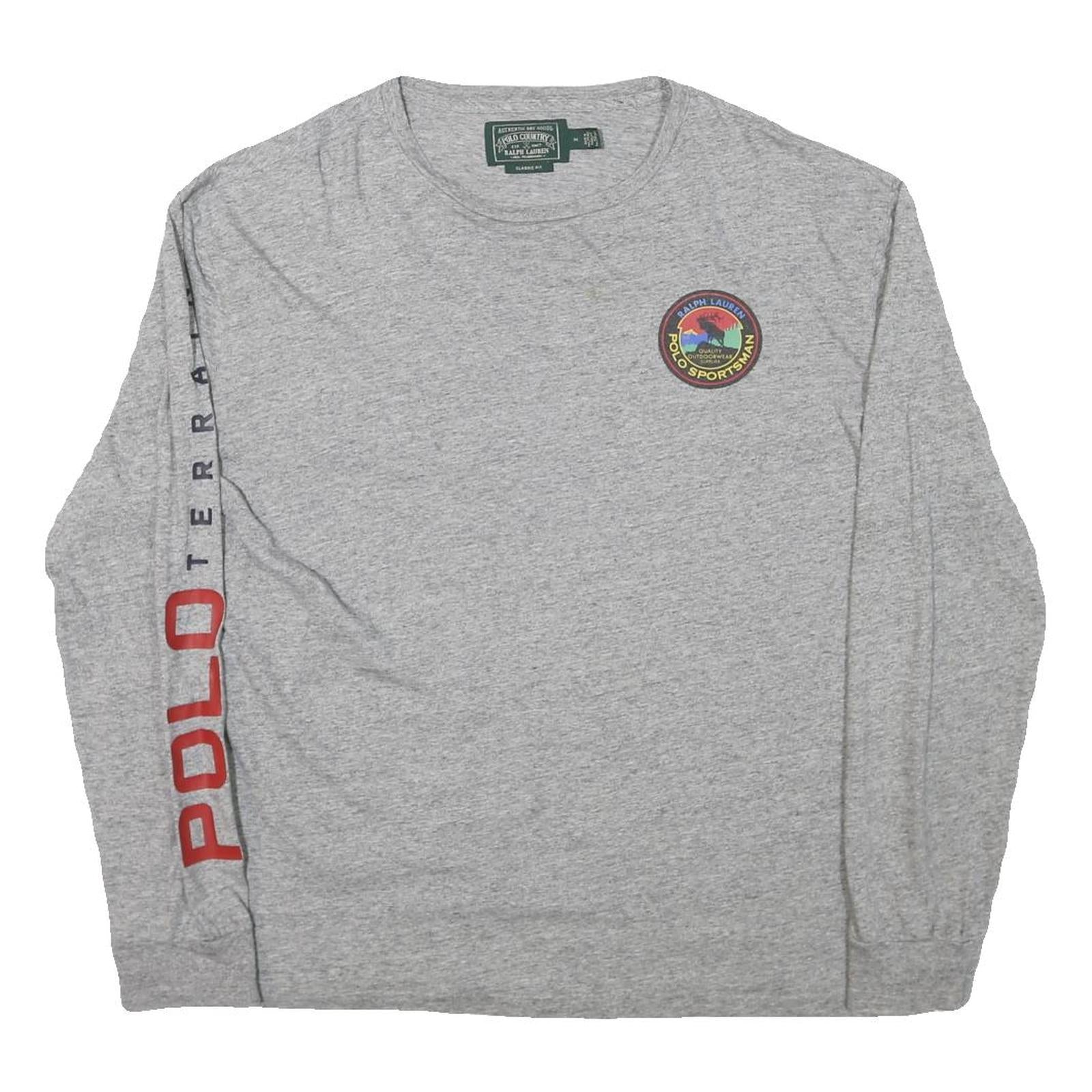 RALPH LAUREN Mens Grey Polo Sportsman Long Sleeve Crew Neck T-Shirt M Cotton Refurbished - N/A refurbished available on Cerqular