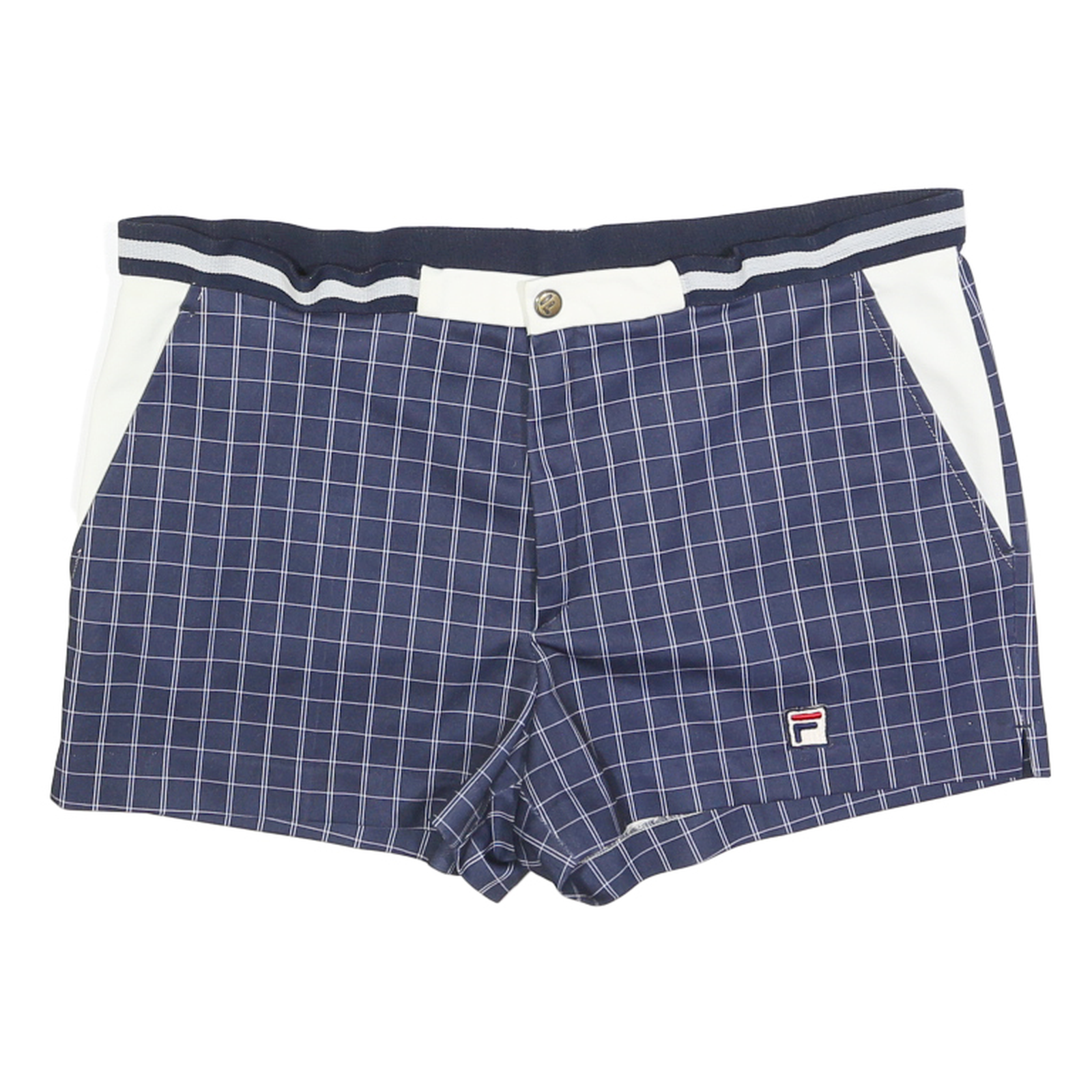 FILA Womens Blue & White Checked Casual Shorts L W36 Zip Pockets Relaxed Fit Refurbished - N/A refurbished available on Cerqular