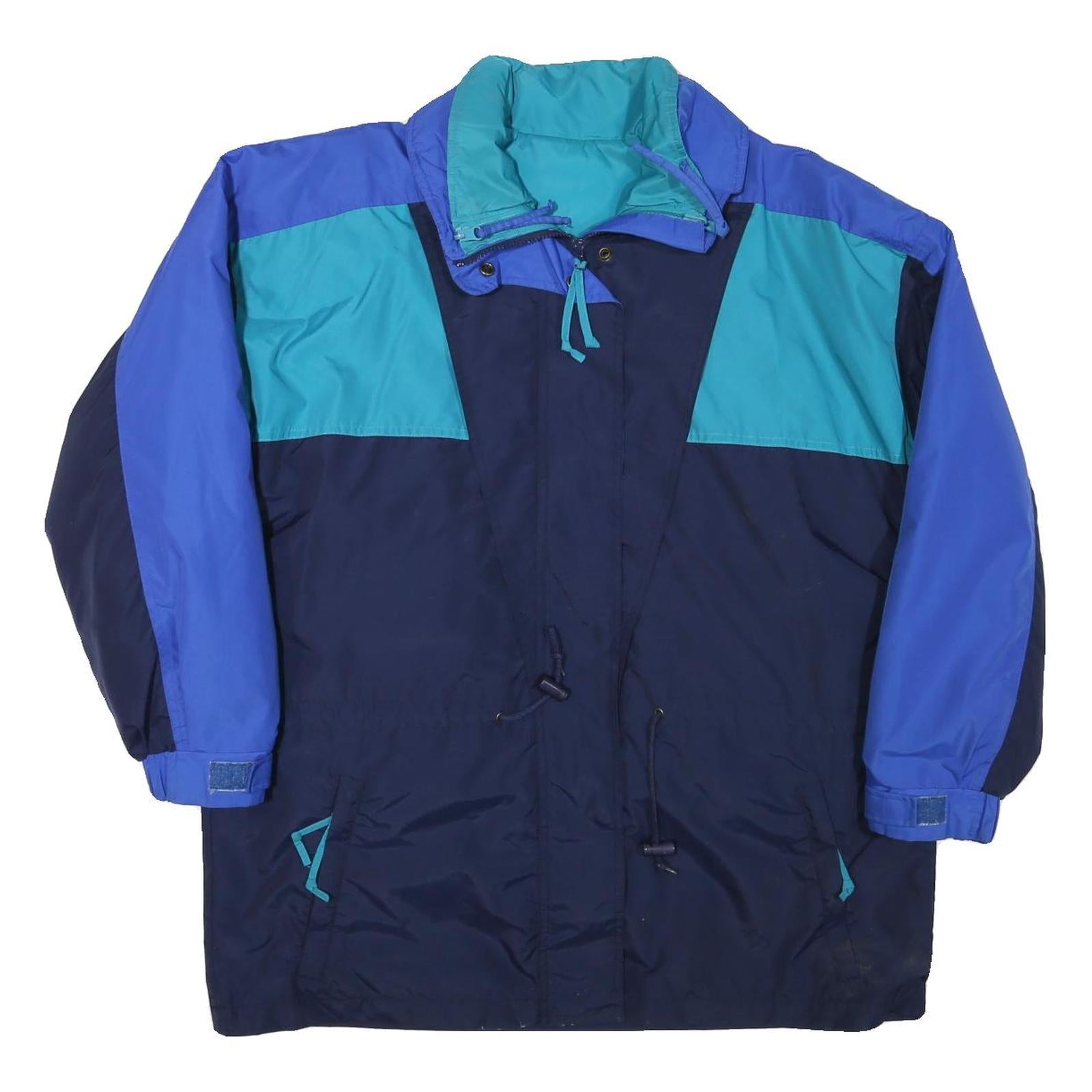 Womens Blue & Turquoise Colourblock Plain Zip Jacket XL Polyester Blend Refurbished - N/A refurbished available on Cerqular
