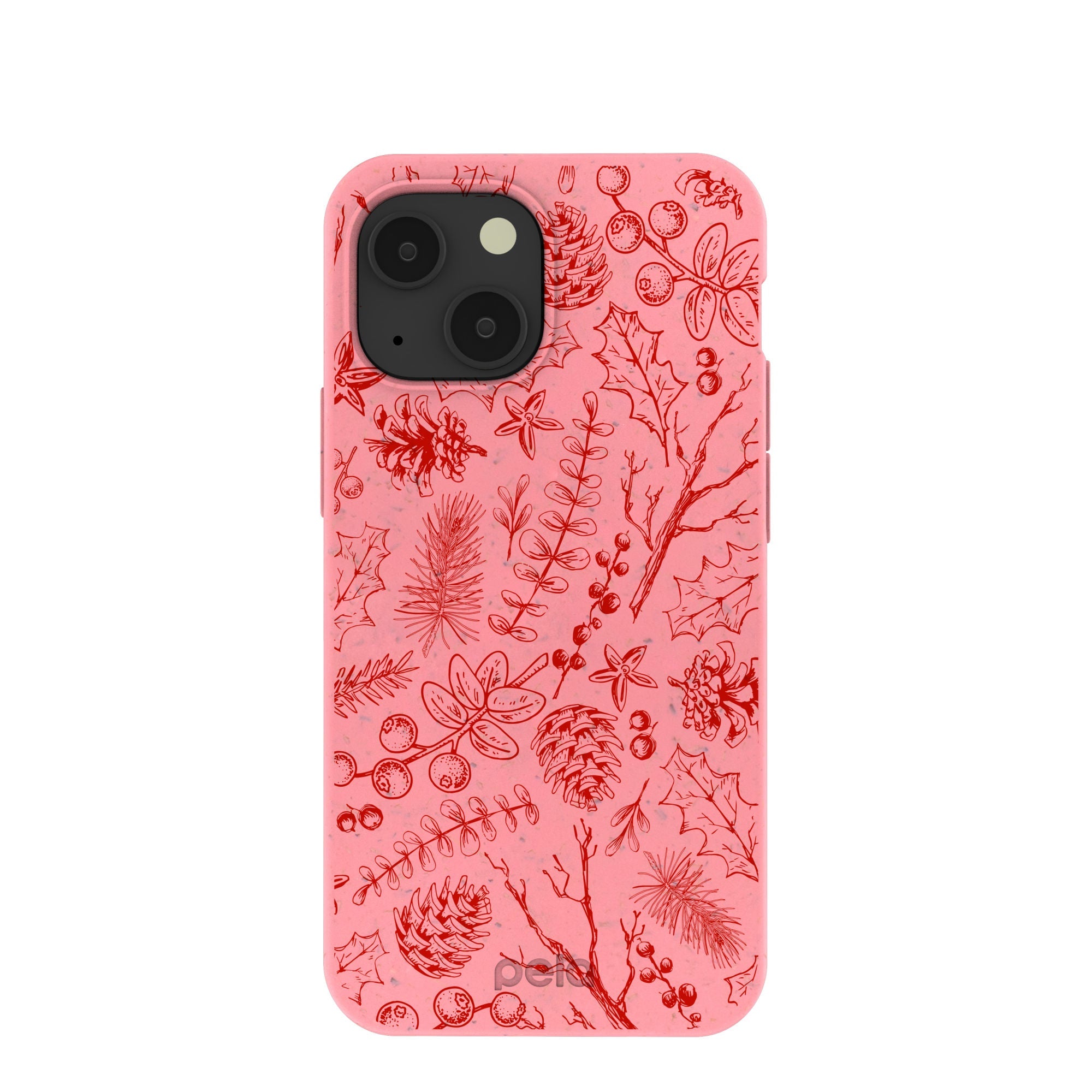 Bubblegum Pink Festive Forest iPhone 13 Mini Case Refurbished - Pela Case refurbished available on Cerqular