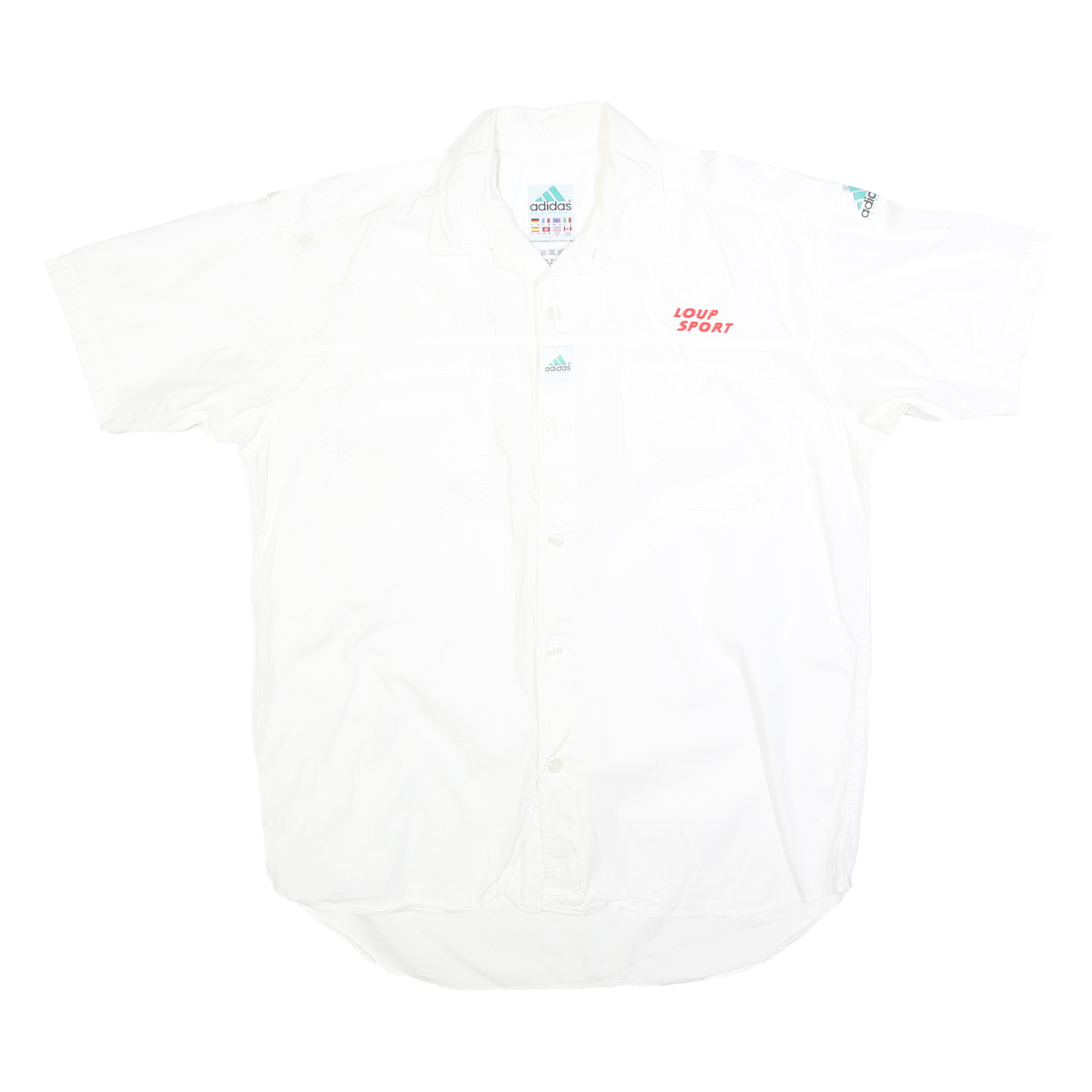 ADIDAS Mens White Cotton Blend Casual Shirt M Loup Sport Embroidered Logo Refurbished - N/A refurbished available on Cerqular