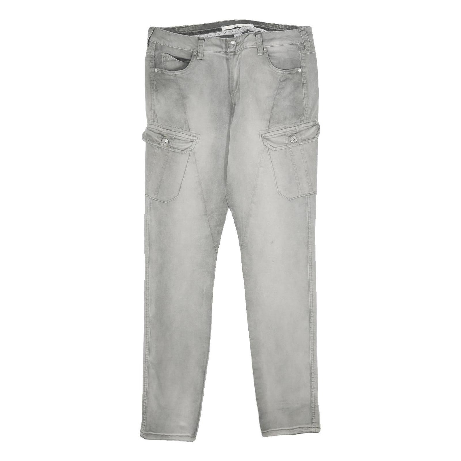 NILE ATELIER Womens Cotton Blend Grey Regular Fit Cargo Trousers W32 L32 Utility Refurbished - N/A refurbished available on Cerqular