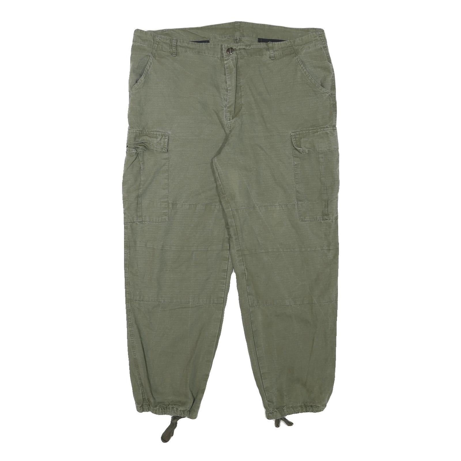 CARHARTT Mens Relaxed Green Cargo Trousers W36 L27 Cotton Blend Zip Closure Refurbished - N/A refurbished available on Cerqular