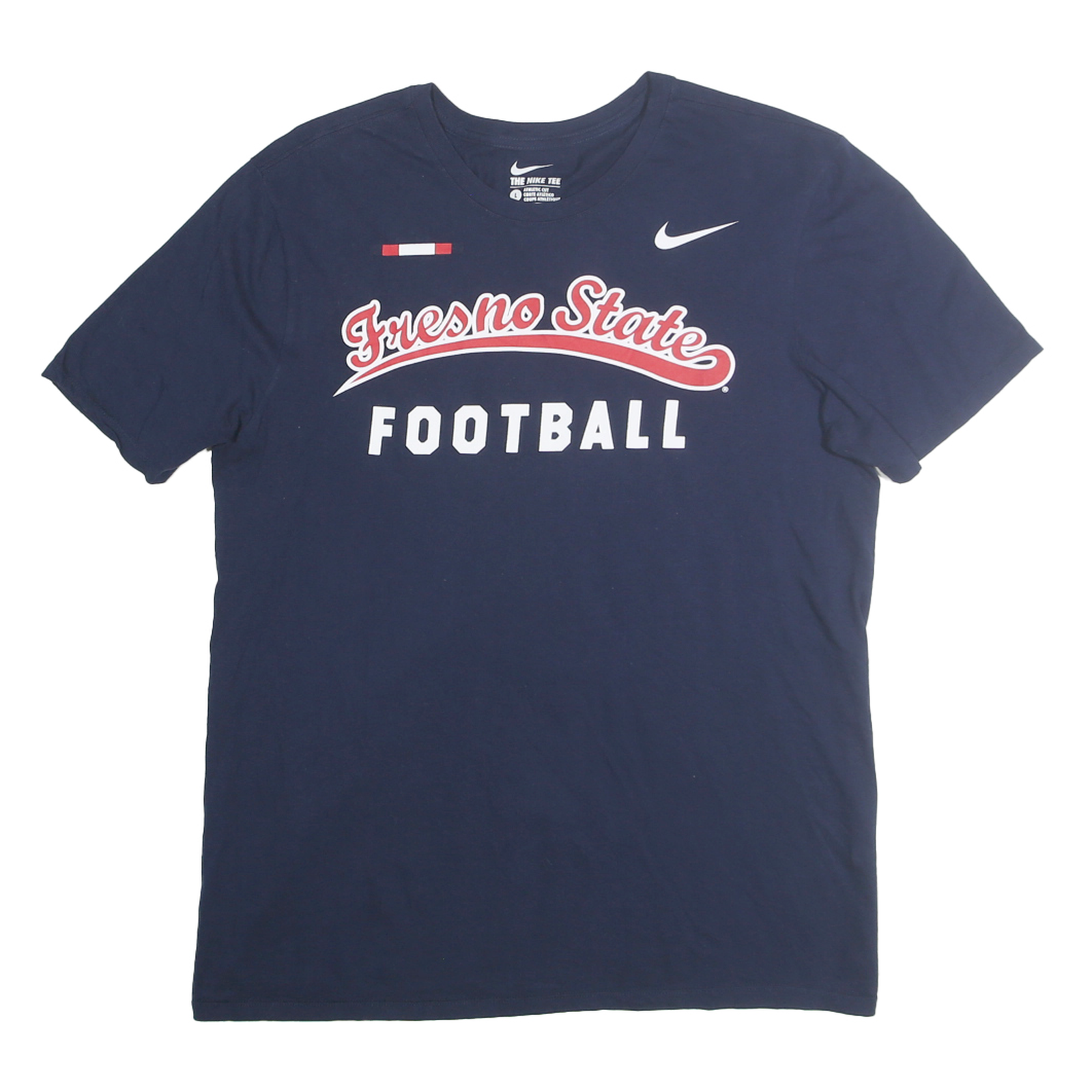 NIKE Mens Navy Fresno State Football Graphic T-Shirt M Crew Neck Short Sleeve Refurbished - N/A refurbished available on Cerqular