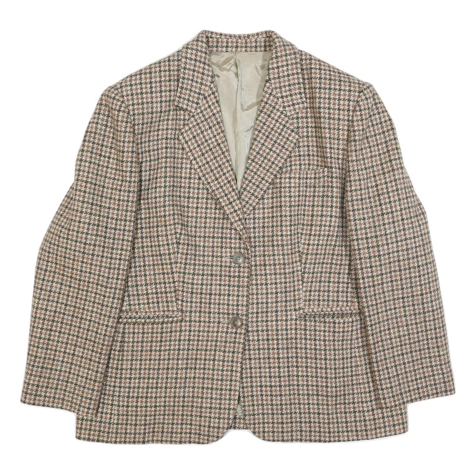RODEL Womens Beige & Brown Wool Houndstooth Jacket XL Woven Button Closure Refurbished - N/A refurbished available on Cerqular