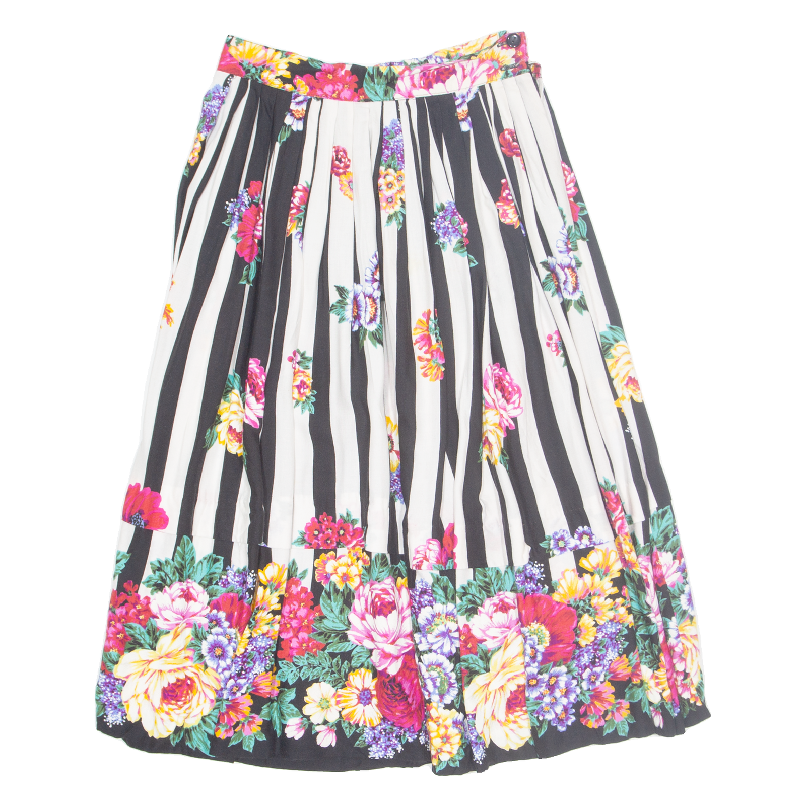Womens Pleated Skirt Black Midi 90s Striped XS Refurbished - N/A refurbished available on Cerqular