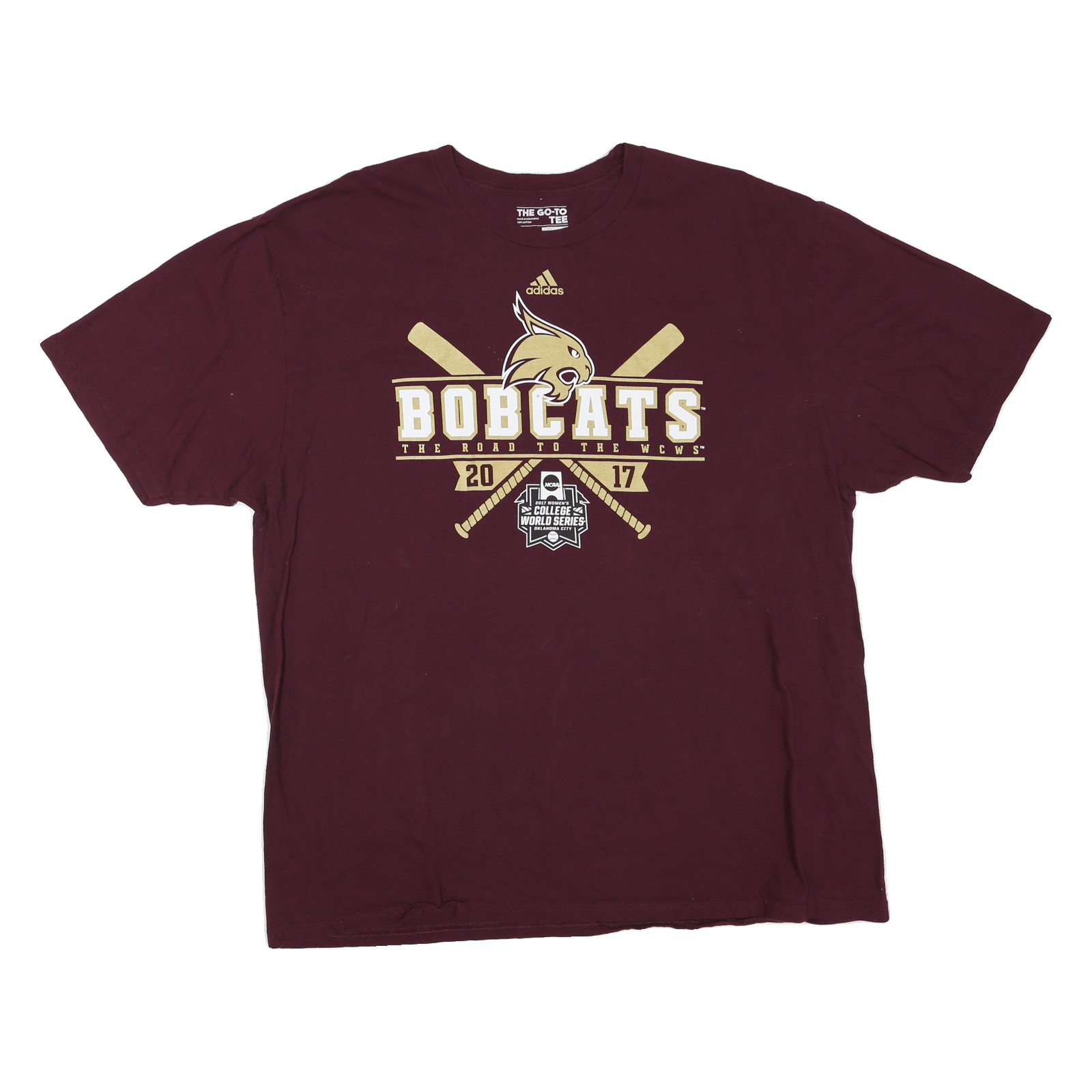 ADIDAS Mens Maroon Bobcats Graphic T-Shirt 2XL Short Sleeve Crew Neck WCWS Refurbished - N/A refurbished available on Cerqular