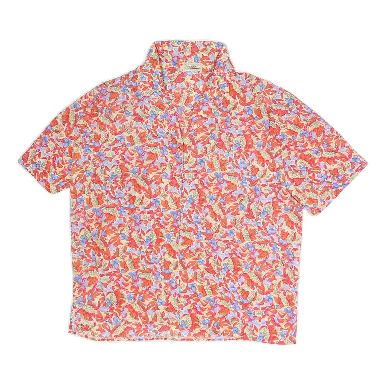 DEVERNOIS Womens Red Floral Print Short Sleeve Collared Shirt UK 16 Summer Refurbished - N/A refurbished available on Cerqular