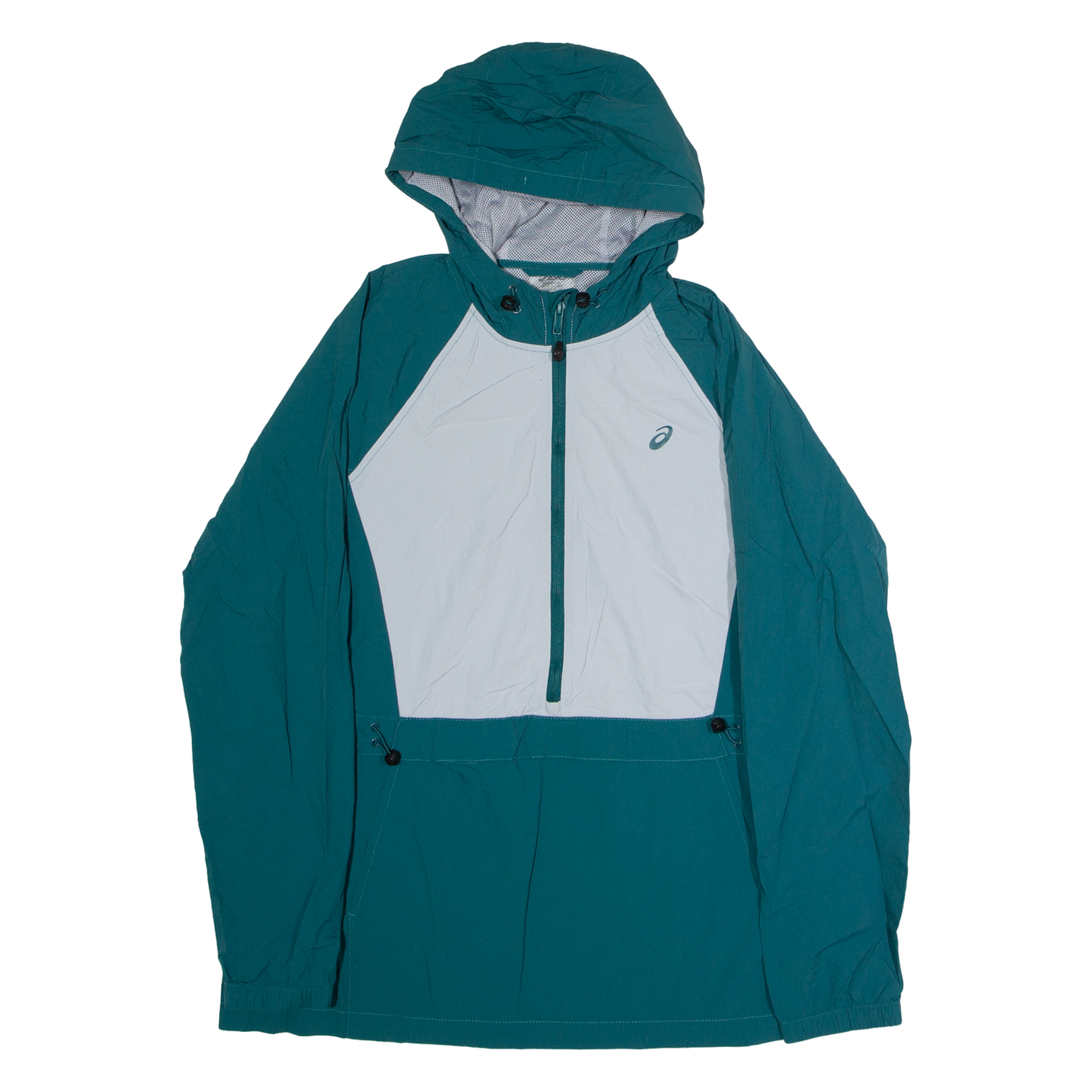 ASICS Mens Anorak Jacket Green Nylon Hooded Colourblock L Refurbished - N/A refurbished available on Cerqular