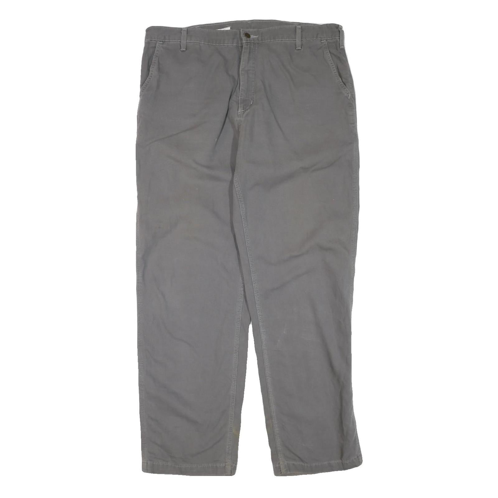 CARHARTT Mens Regular Fit Grey Trousers W40 L34 Cotton Blend Zip Closure Refurbished - N/A refurbished available on Cerqular