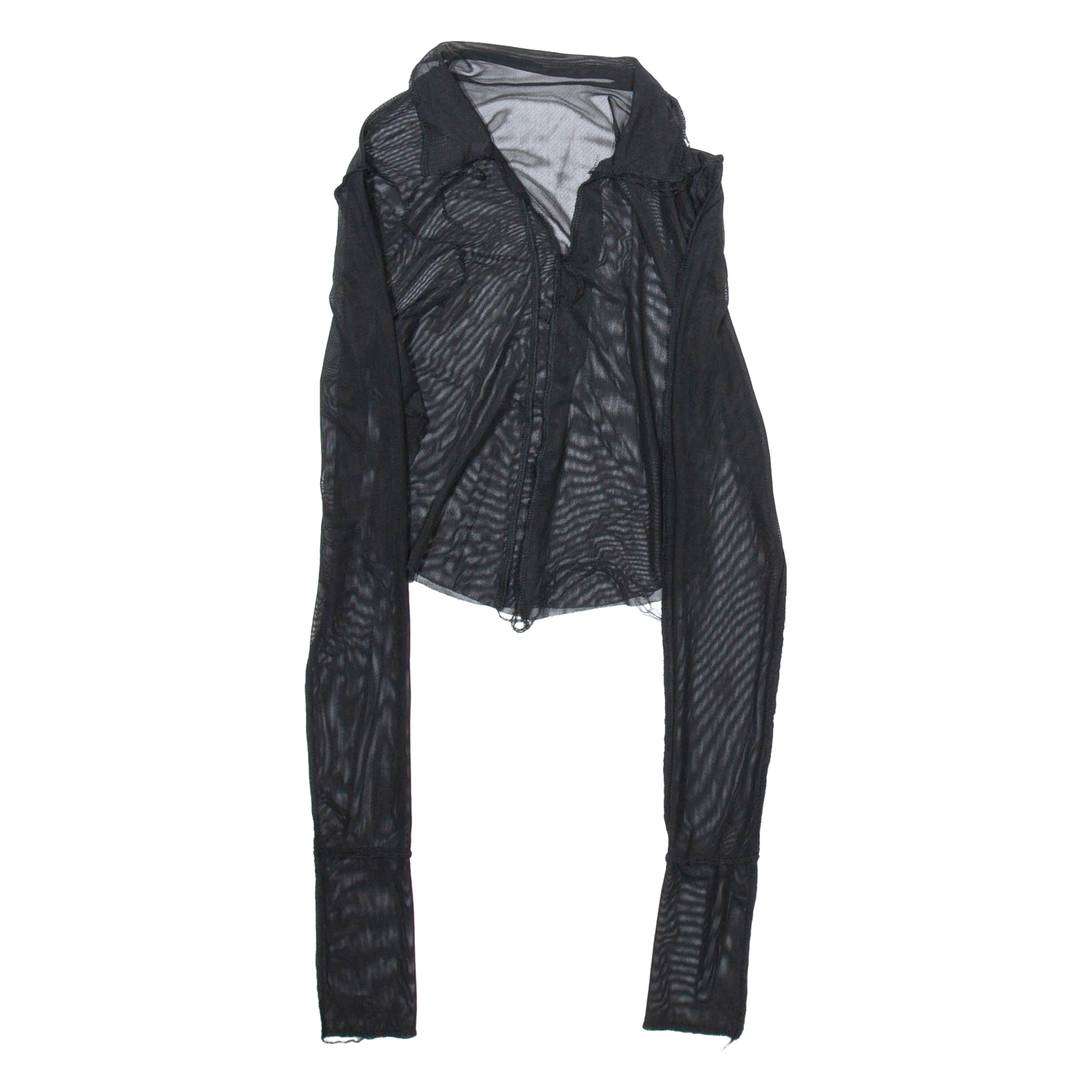 Distressed Womens Shirt Black Collared Long Sleeve Viscose S Refurbished - N/A refurbished available on Cerqular