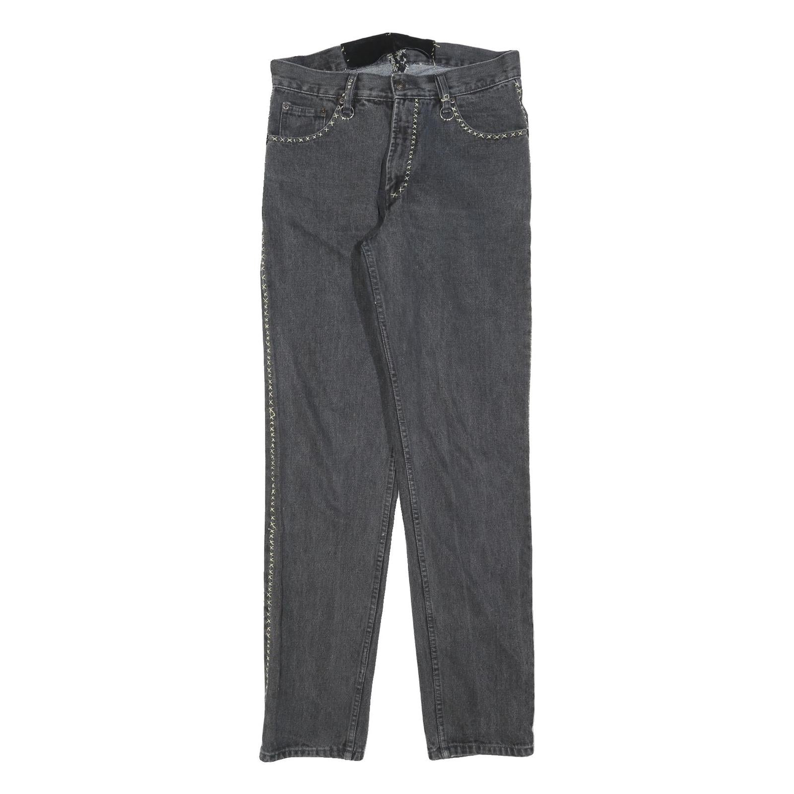 Black Slim Mens Jeans Cotton Blend Denim W32 L34 Stitch Detail Zip Closure Refurbished - N/A refurbished available on Cerqular