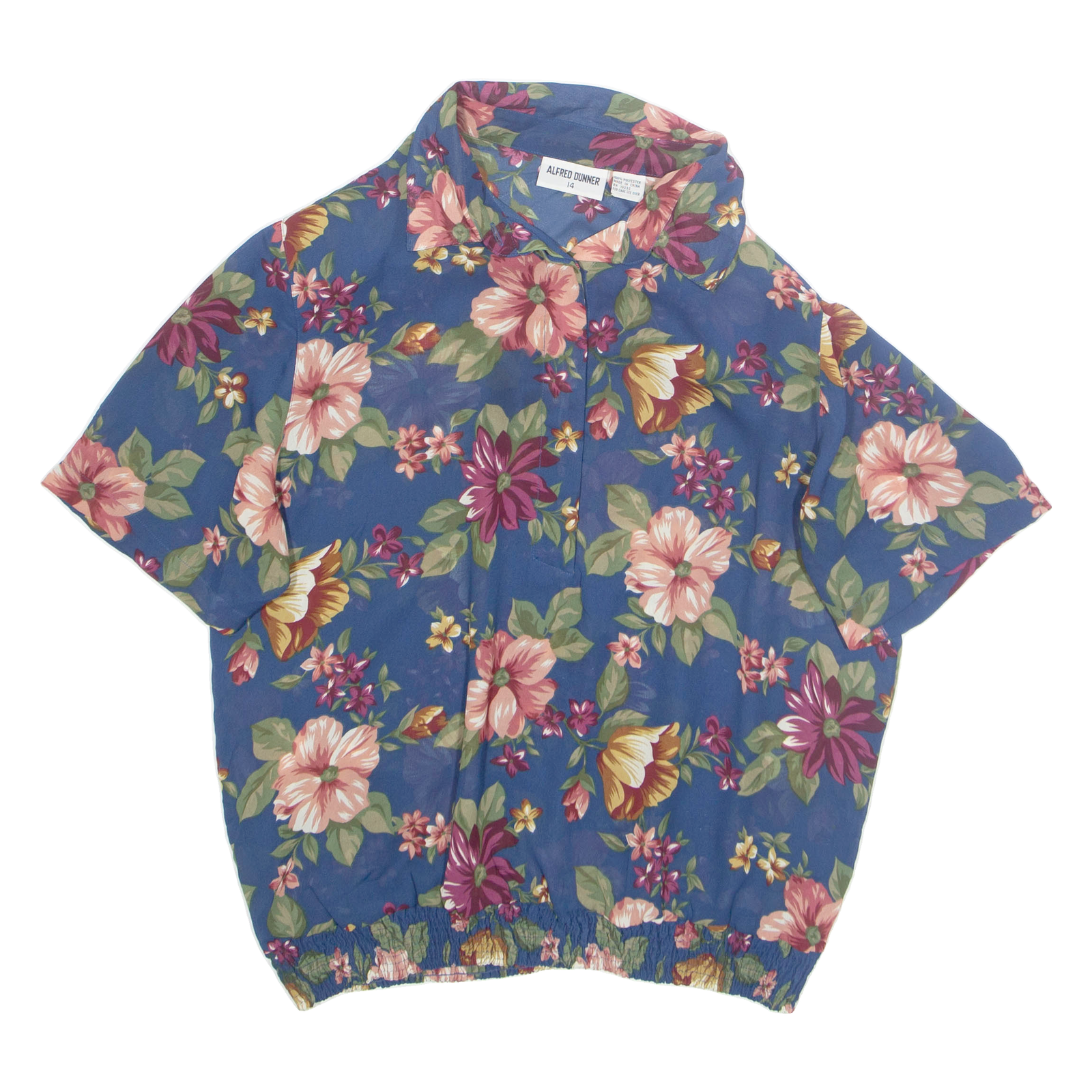 ALFRED DUNNER Womens Printed Top Beige Collared Floral M Refurbished - N/A refurbished available on Cerqular