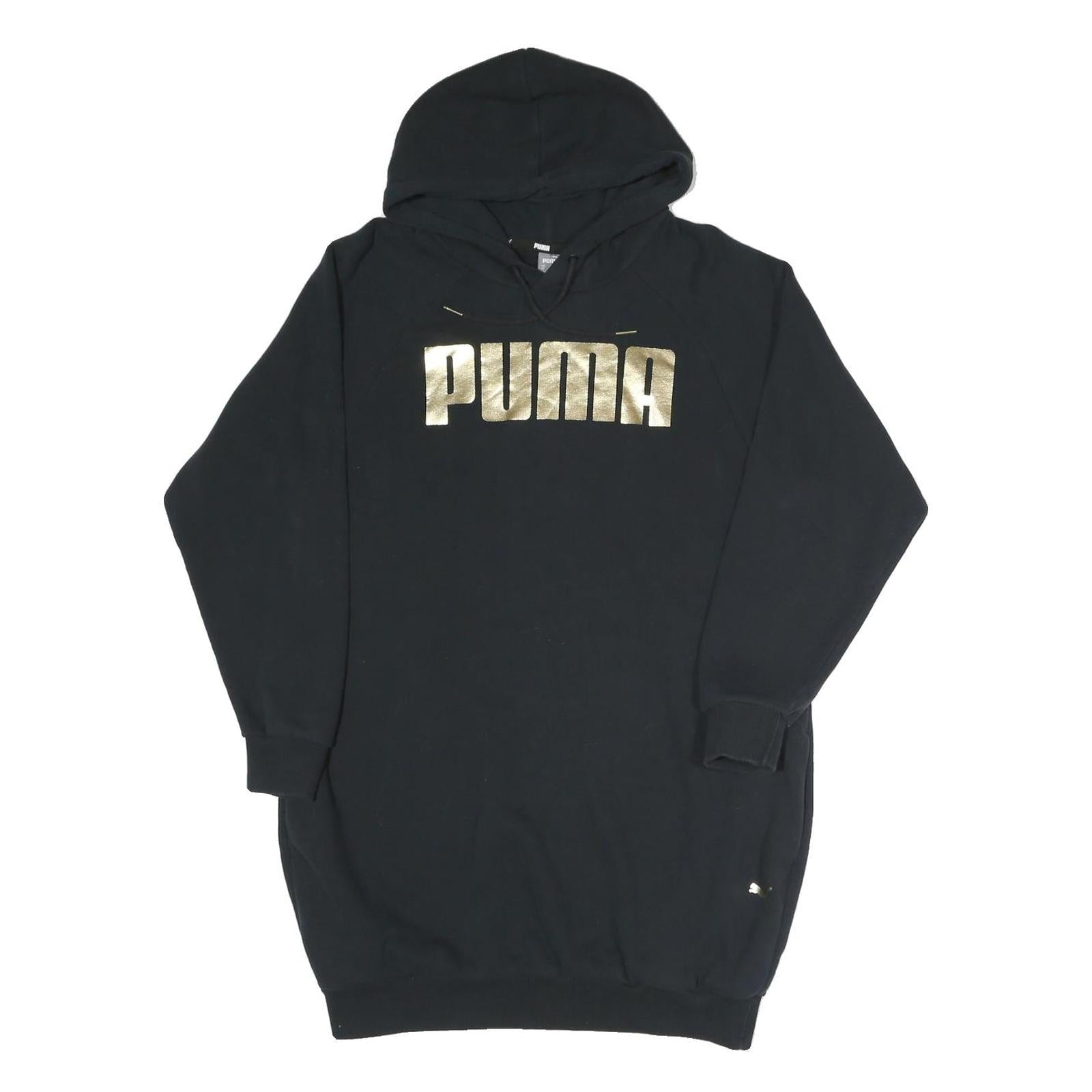 PUMA Womens Black Gold Hoodie Dress Cotton Blend Long Sleeve XS Casual Sweatwear Refurbished - N/A refurbished available on Cerqular