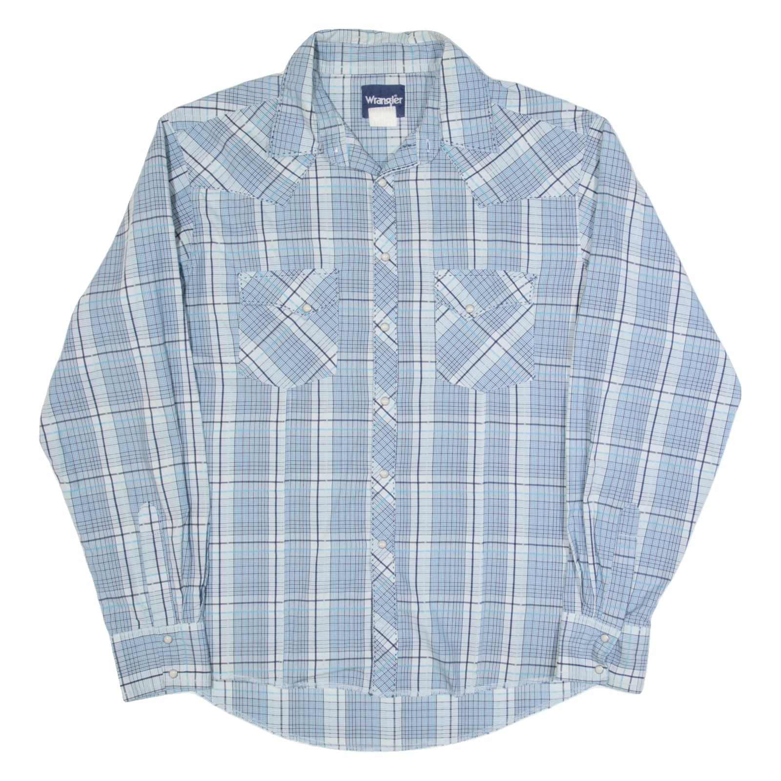 WRANGLER Mens Shirt Blue Check Long Sleeve M Refurbished - N/A refurbished available on Cerqular