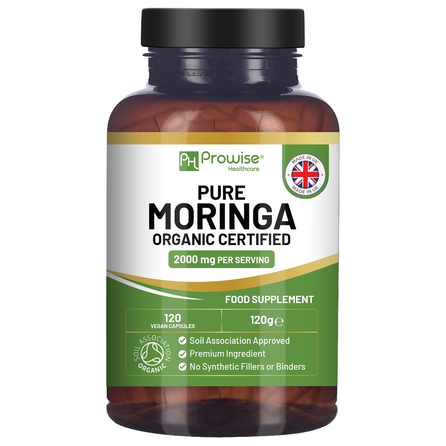 Organic Moringa 2000mg per serving 120 Vegan Capsules | Moringa Oleifera Leaf Supplement | 100% Natural Soil Association Organic Certified Refurbished - Prowise Healthcare refurbished available on Cerqular