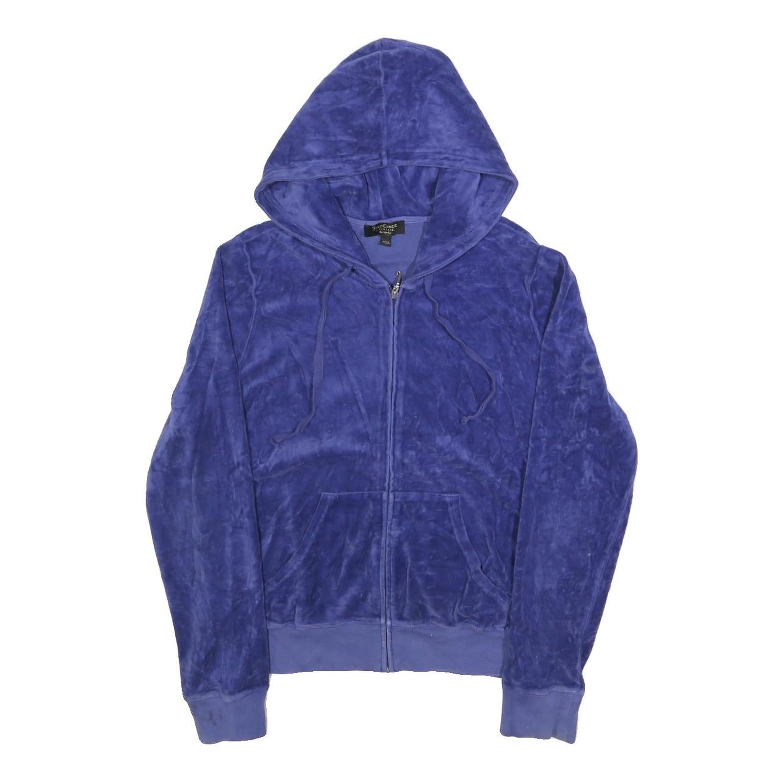 JUICY COUTURE Womens Blue Hoodie L Plush Zip Up Drawstring Hood Refurbished - N/A refurbished available on Cerqular