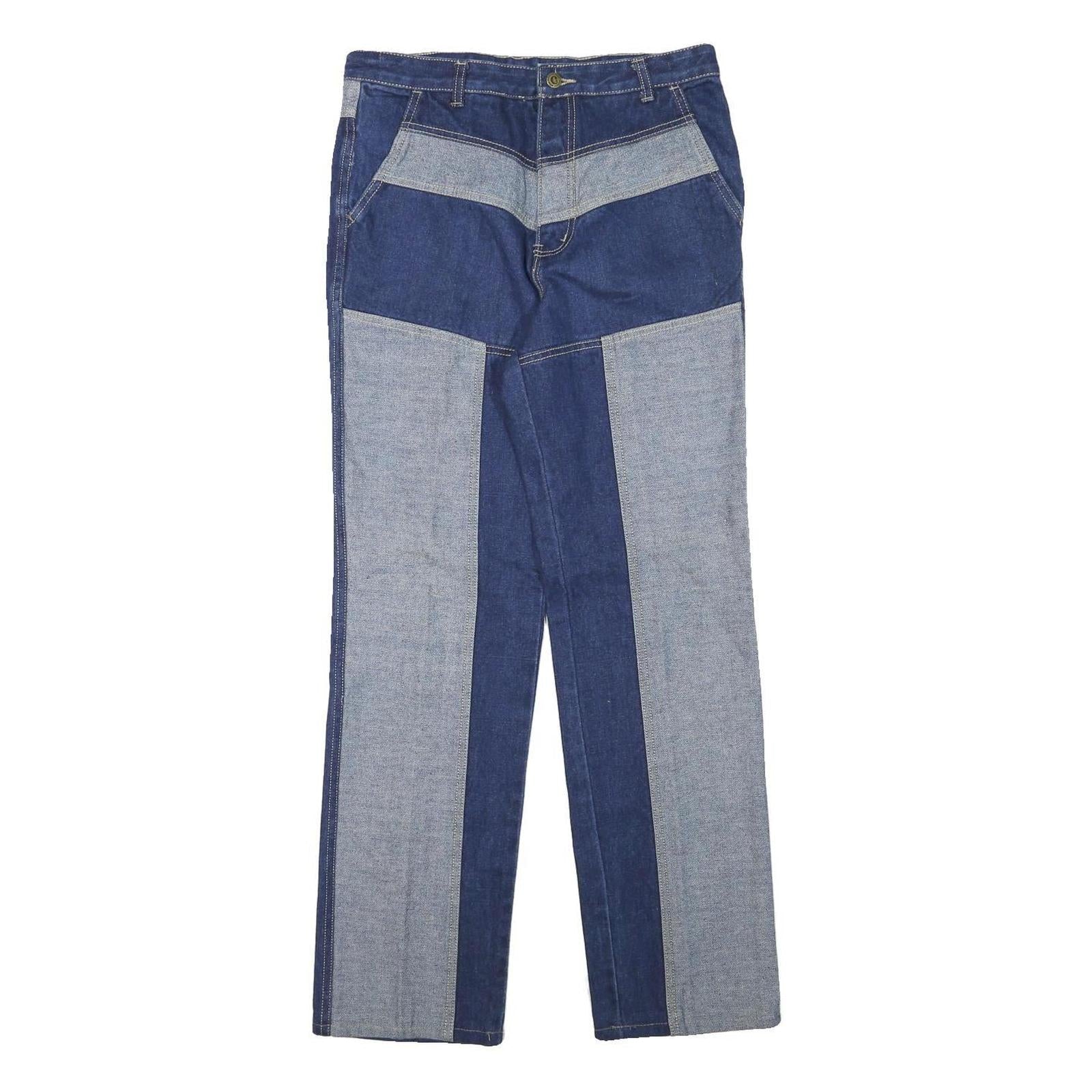 Womens Patchwork Blue Denim Regular Fit Straight Leg Jeans Cotton Blend W30 L30 Refurbished - N/A refurbished available on Cerqular