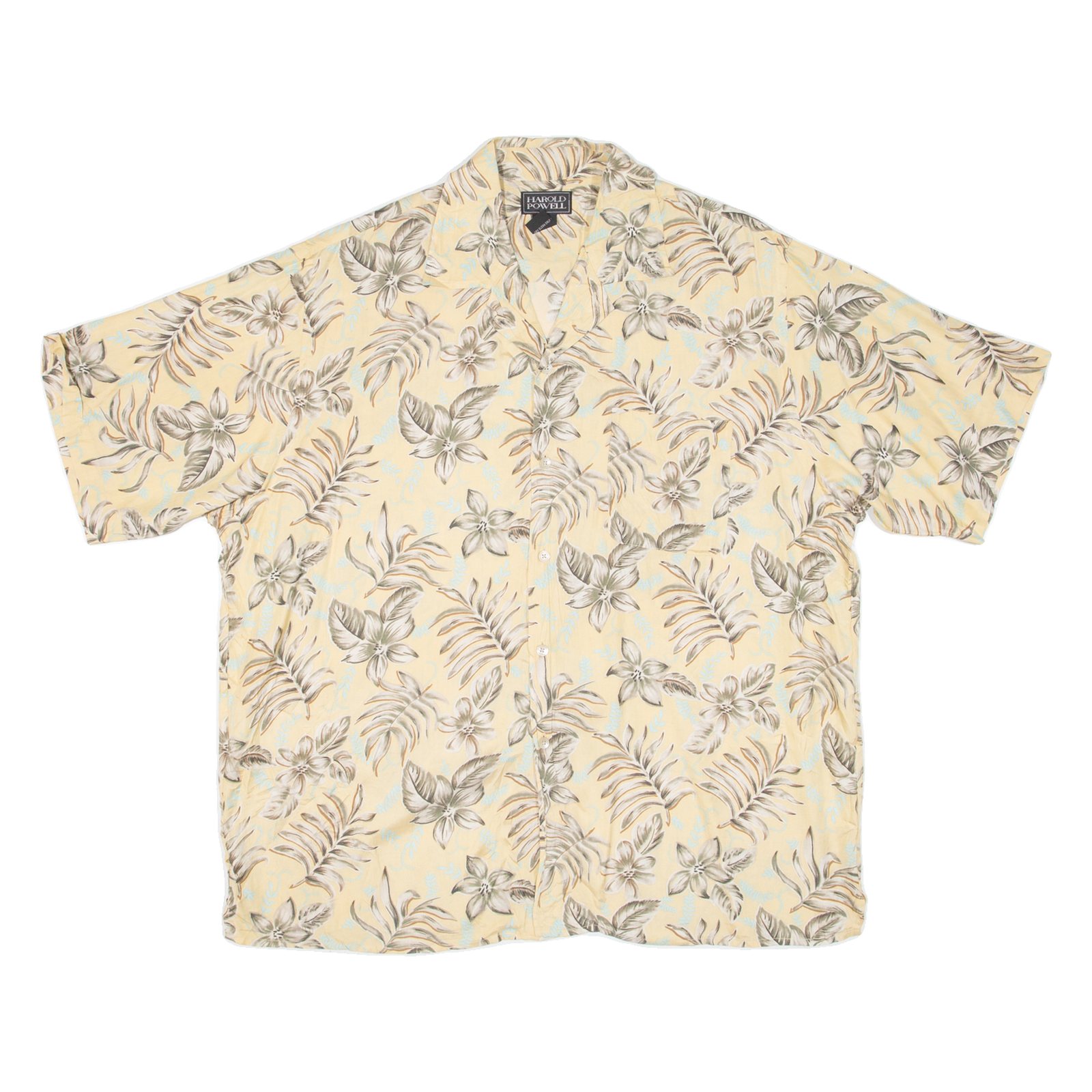 HAROLD POWELL Mens Hawaiian Shirt Yellow Floral XL Refurbished - N/A refurbished available on Cerqular