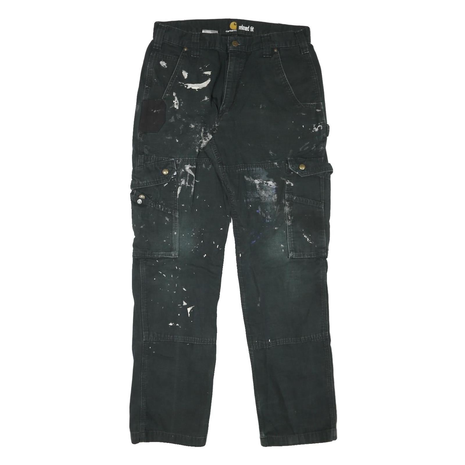 CARHARTT Mens Relaxed Black Cotton Blend Zip Trousers W33 L32 Workwear Cargo Refurbished - N/A refurbished available on Cerqular