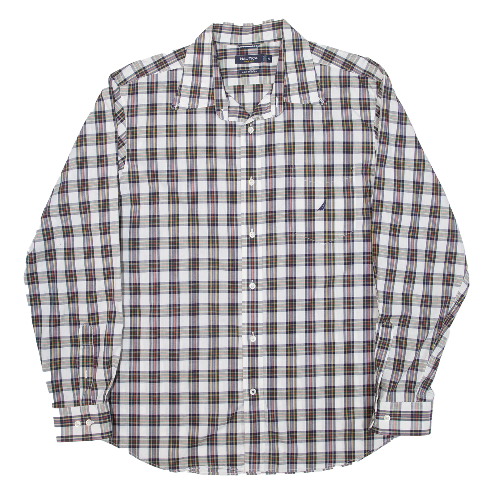 NAUTICA Mens Shirt Grey Check Long Sleeve XL Refurbished - N/A refurbished available on Cerqular