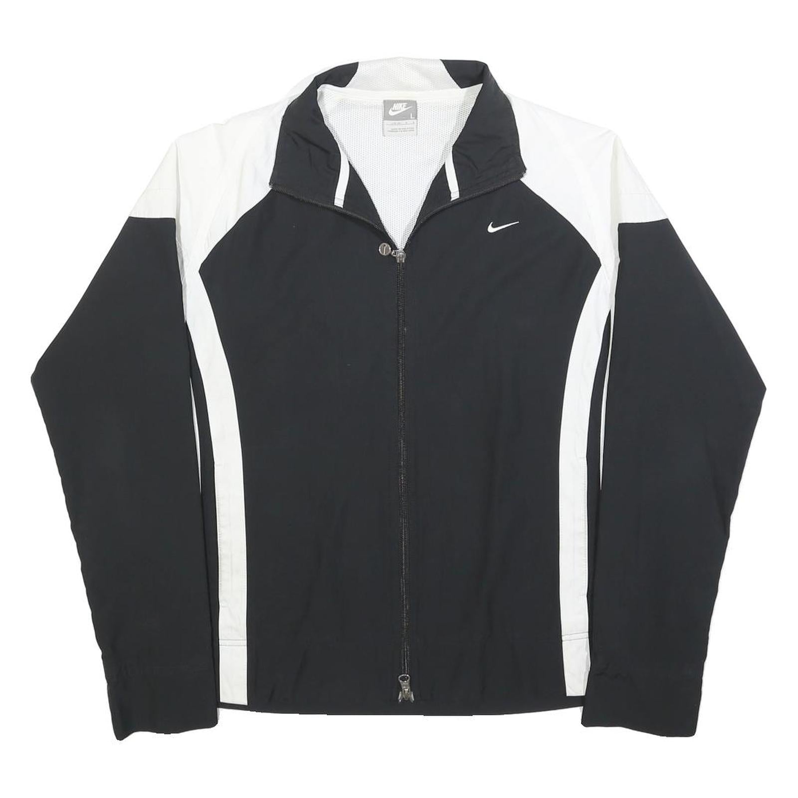 NIKE Womens Black & White Zip Jacket L Polyester Blend Plain Sportswear Refurbished - N/A refurbished available on Cerqular