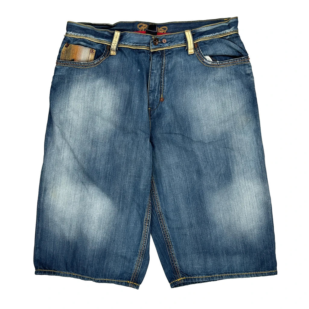 Coogi Graphic Denim Shorts - 44W 18L Blue Denim Refurbished - Thrifted (note: this is a term often used to describe second- refurbished available on Cerqular