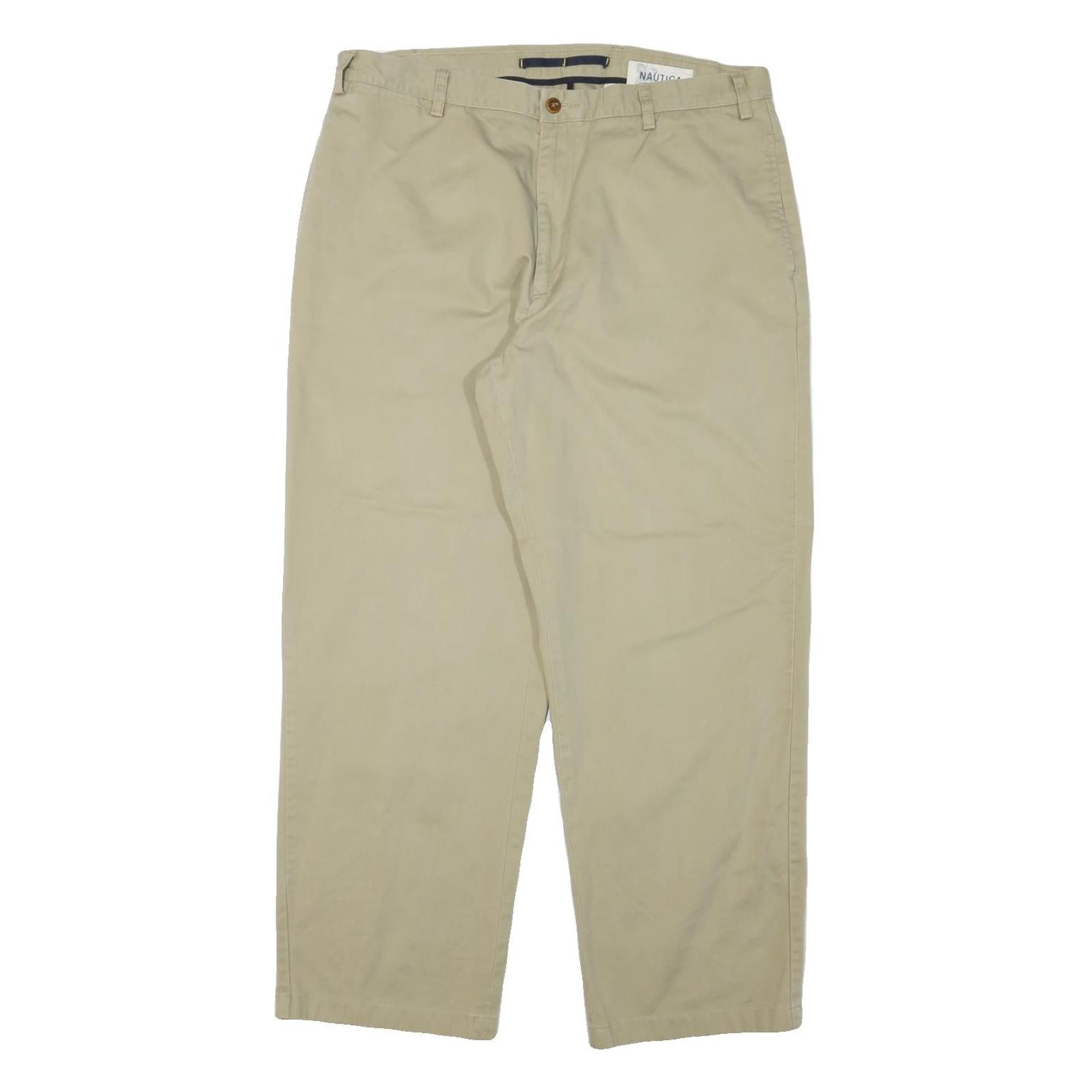 NAUTICA Mens Relaxed Beige Cotton Blend Zip Trousers W38 L32 Casual Classic Refurbished - N/A refurbished available on Cerqular