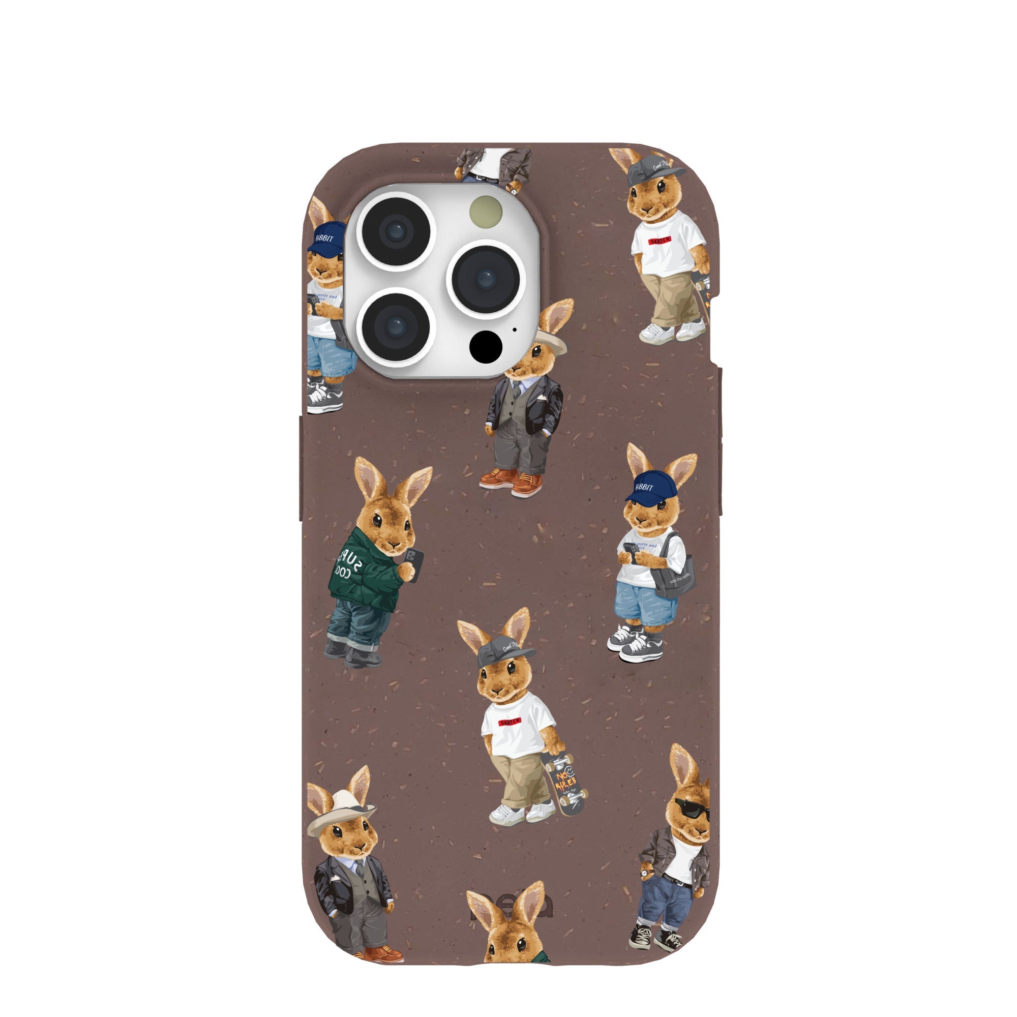 Chocolate Brown Rabbit Friends iPhone 15 Pro Case Refurbished - Pela Case refurbished available on Cerqular