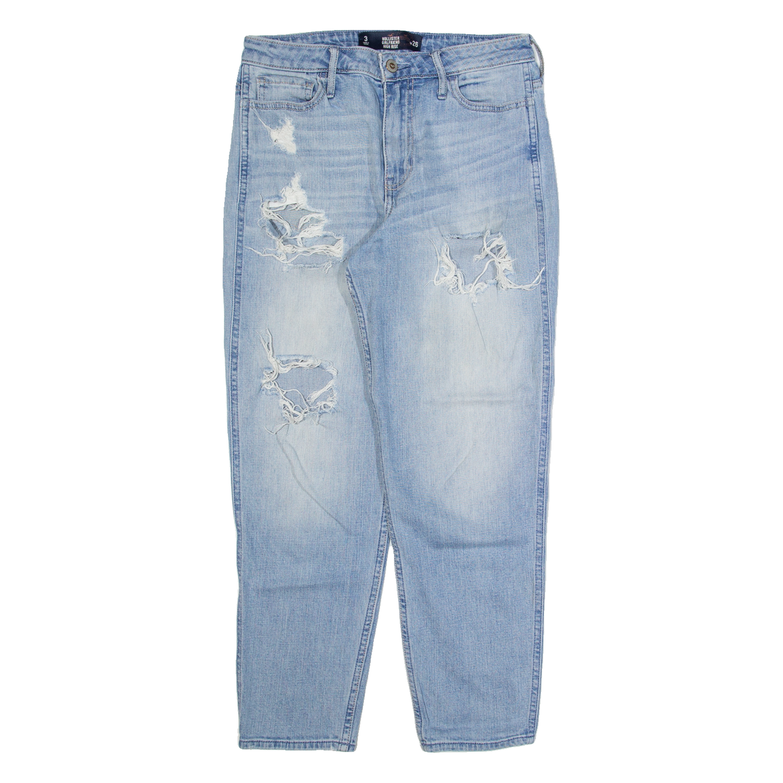 HOLLISTER Distressed Womens Jeans Blue Regular Tapered Stone Wash W26 L26 Refurbished - N/A refurbished available on Cerqular