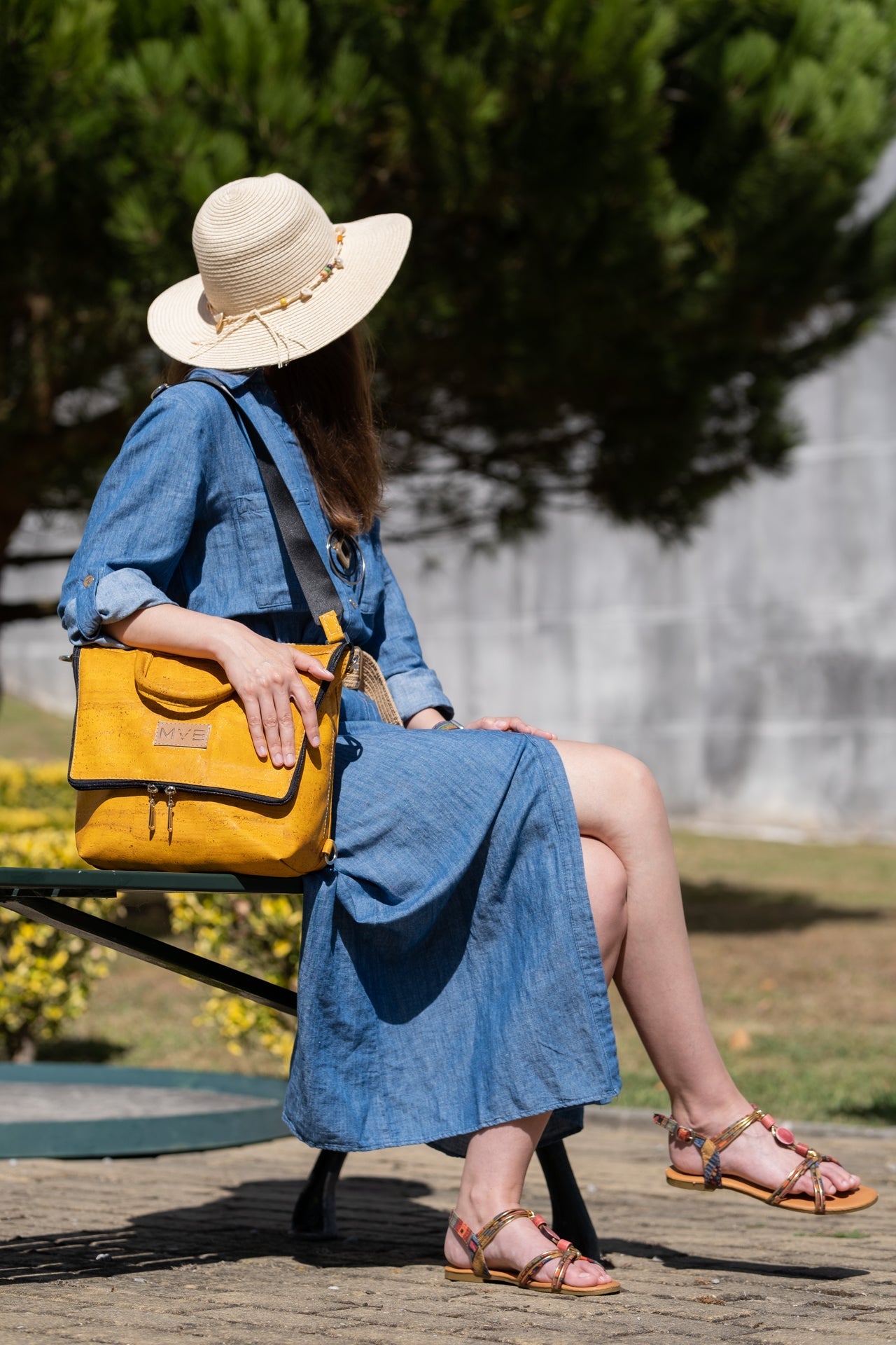 Trio Vegan Backpack HB yellow | Choose Strap Style: Corck Strap Refurbished - My Vegan Bags refurbished available on Cerqular