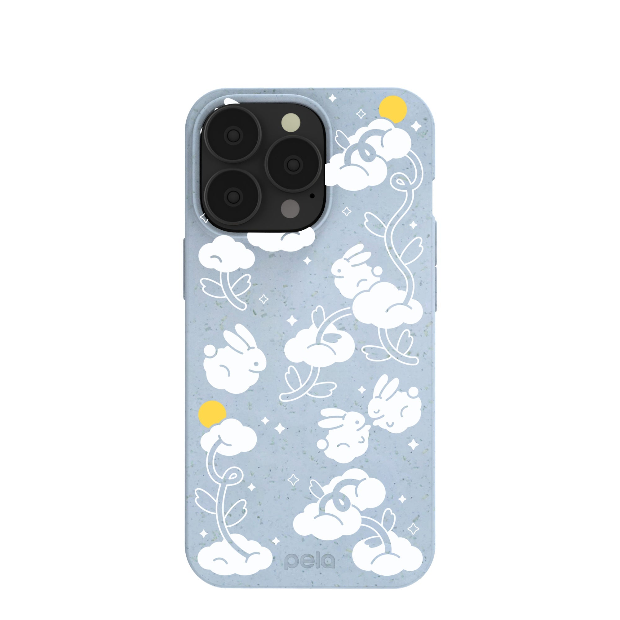 Powder Blue Fluffy Flower iPhone 13 Pro Case Refurbished - Pela Case refurbished available on Cerqular