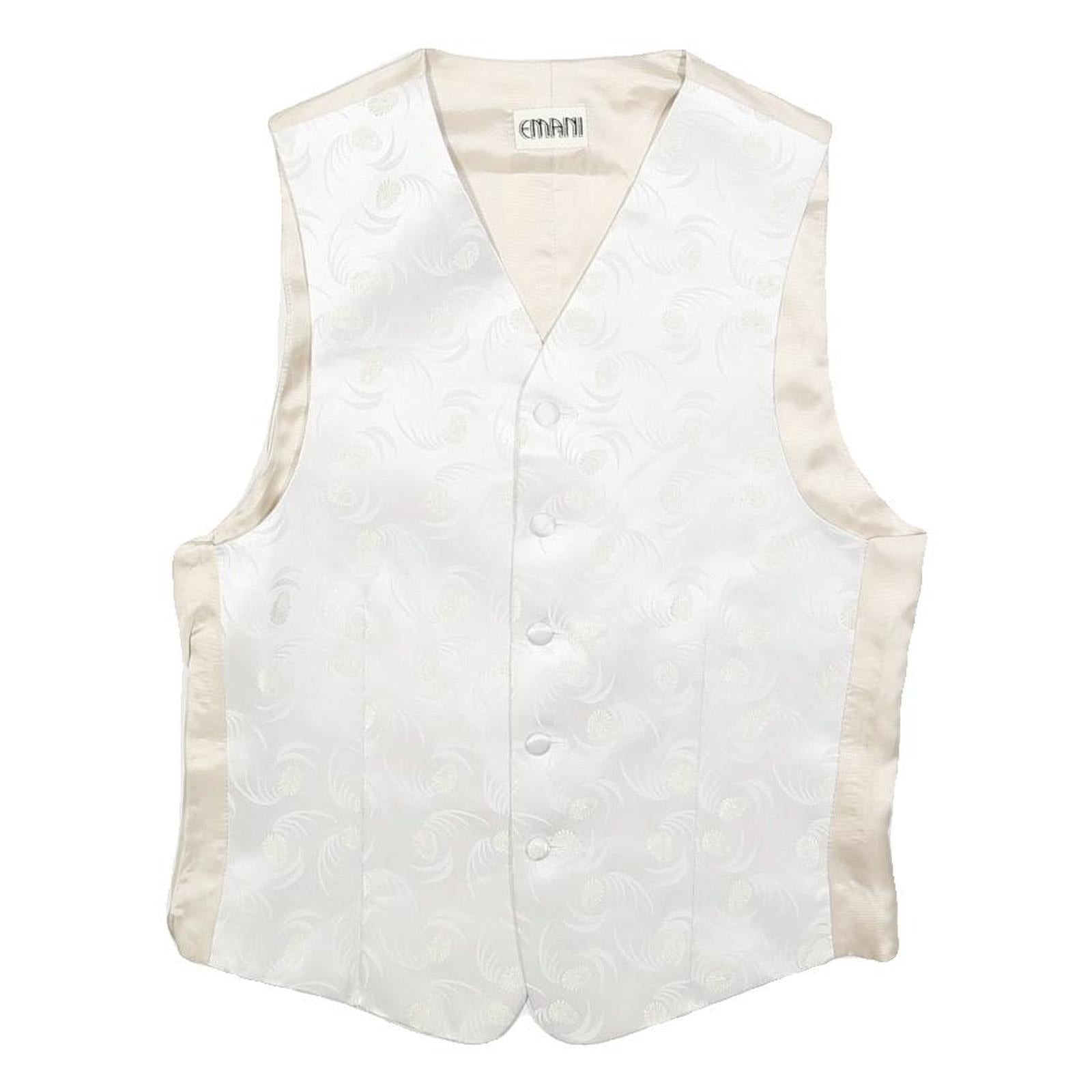 EMANI Mens Cream & White Button Jacket S Polyester Blend Plain Formal Waistcoat Refurbished - N/A refurbished available on Cerqular