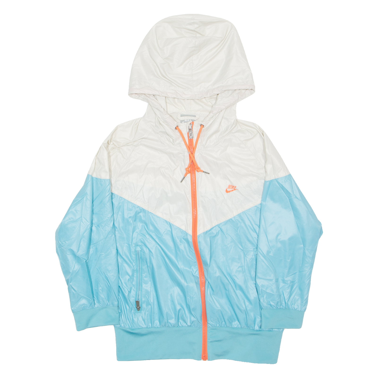 NIKE Womens Track Jacket Blue Nylon Hooded Colourblock M Refurbished - N/A refurbished available on Cerqular