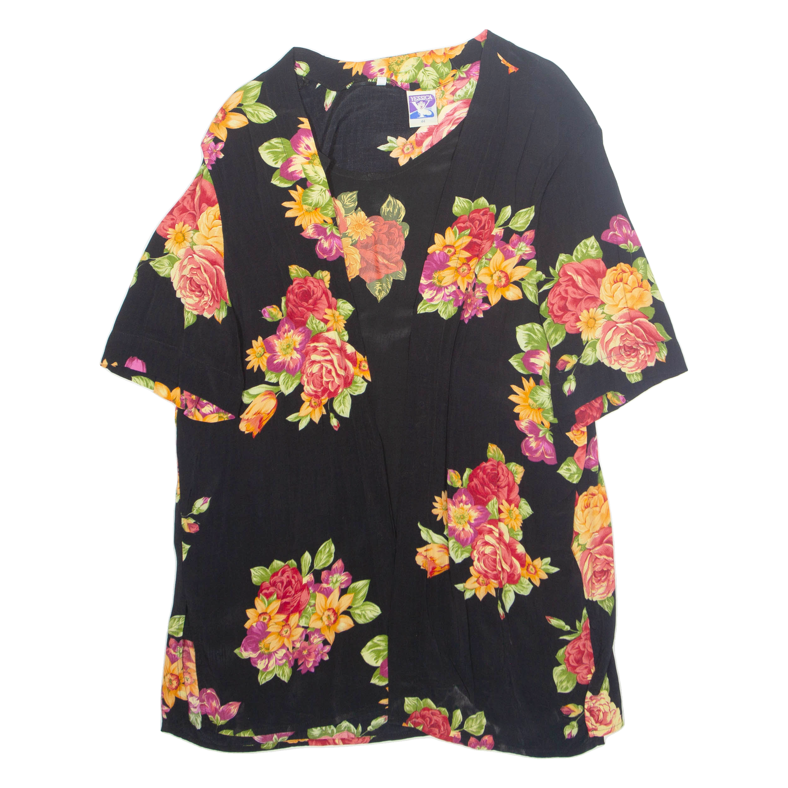 YESSICA Womens Printed Top Black Floral XL Refurbished - N/A refurbished available on Cerqular