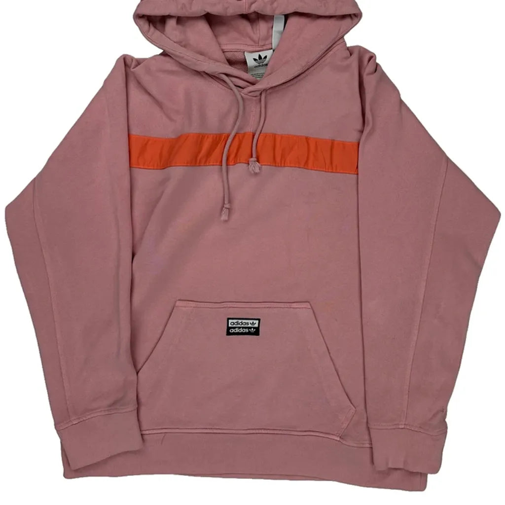 Trefoil Logo Adidas Graphic Hoodie - Small Orange Cotton Refurbished - Thrifted (note: this is a term often used to describe second- refurbished available on Cerqular