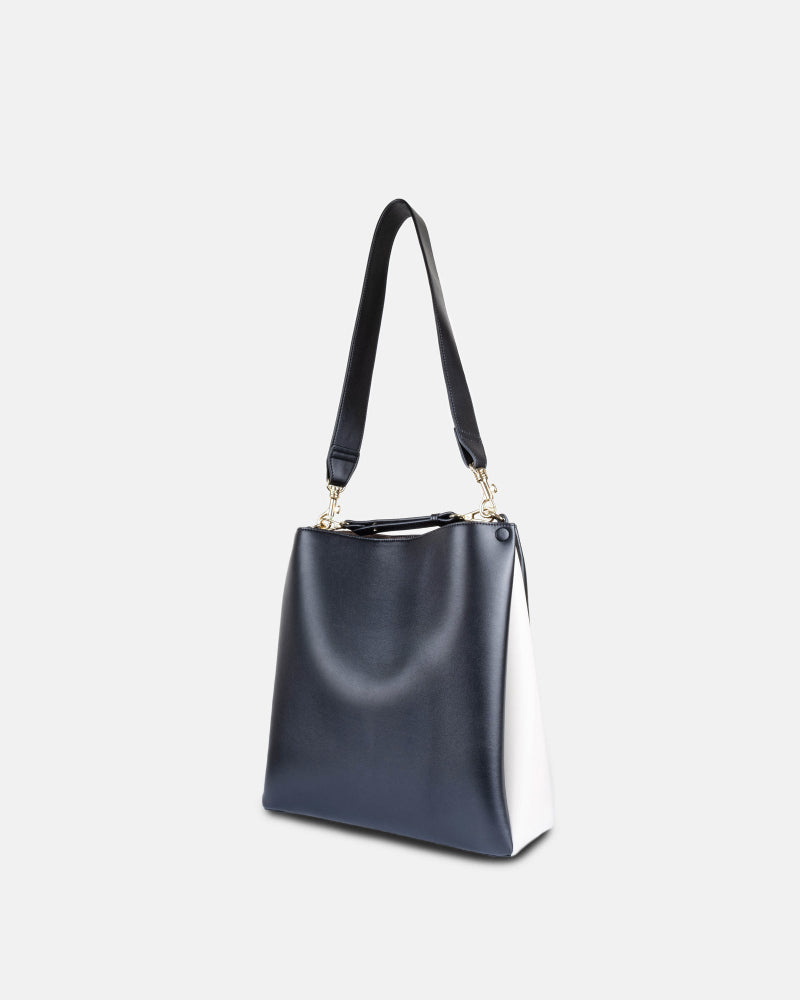 Two-Tone Tote – BLACK & OAT | Color: Oat x Caramel Refurbished - ONE (assuming it refers to the brand "ONE") refurbished available on Cerqular
