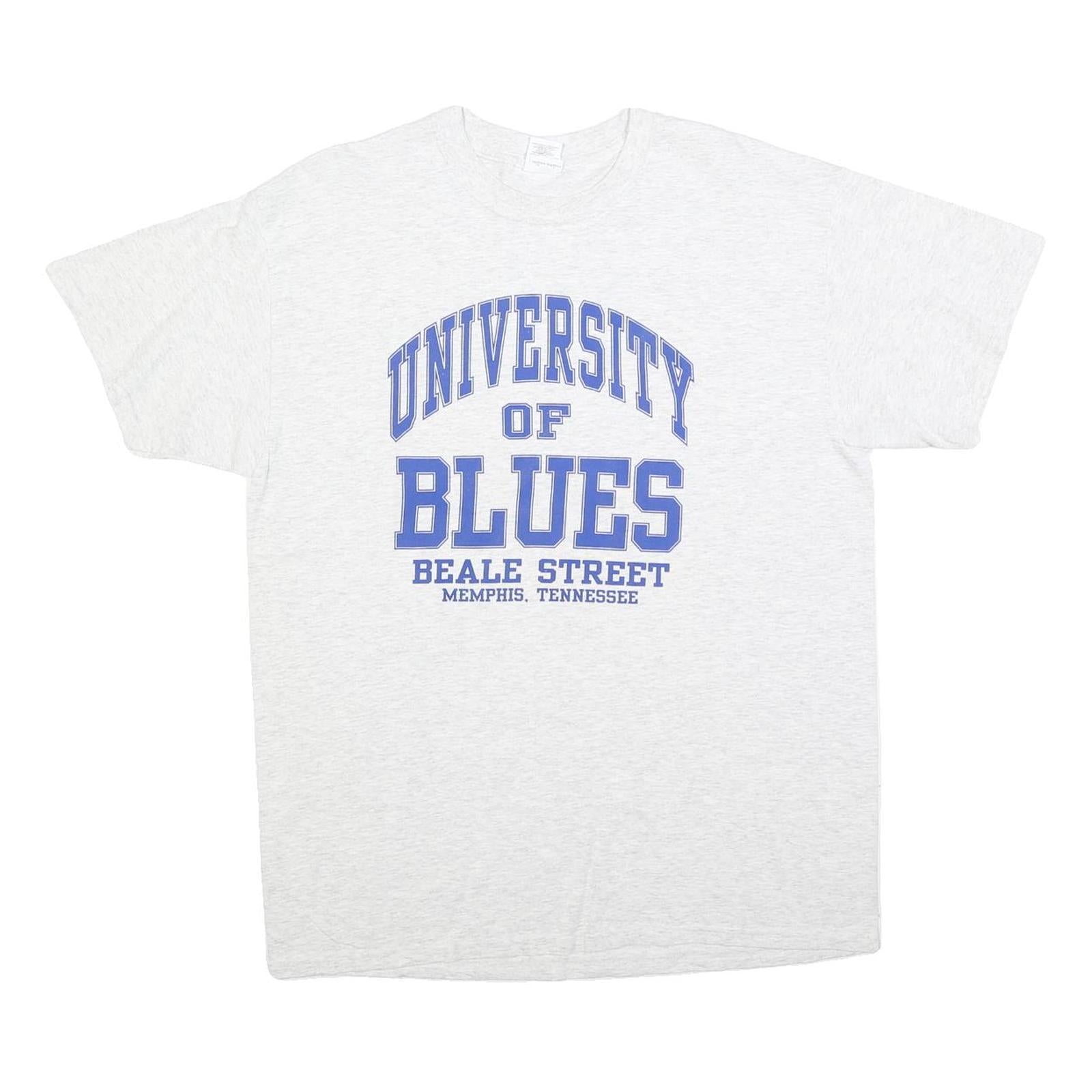 GILDAN Mens White University Of Blues Beale Street Graphic T-Shirt L Short Refurbished - N/A refurbished available on Cerqular