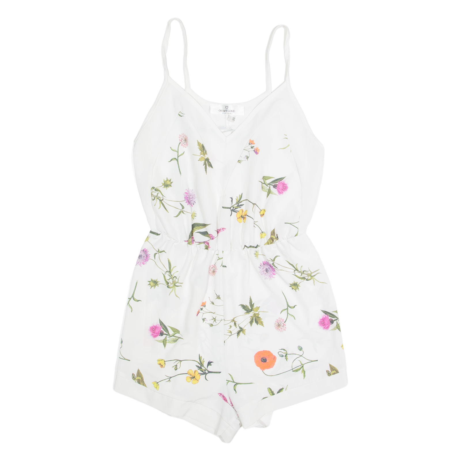 OH MY LOVE Womens Playsuit White Floral Wide-Leg XS Refurbished - N/A refurbished available on Cerqular
