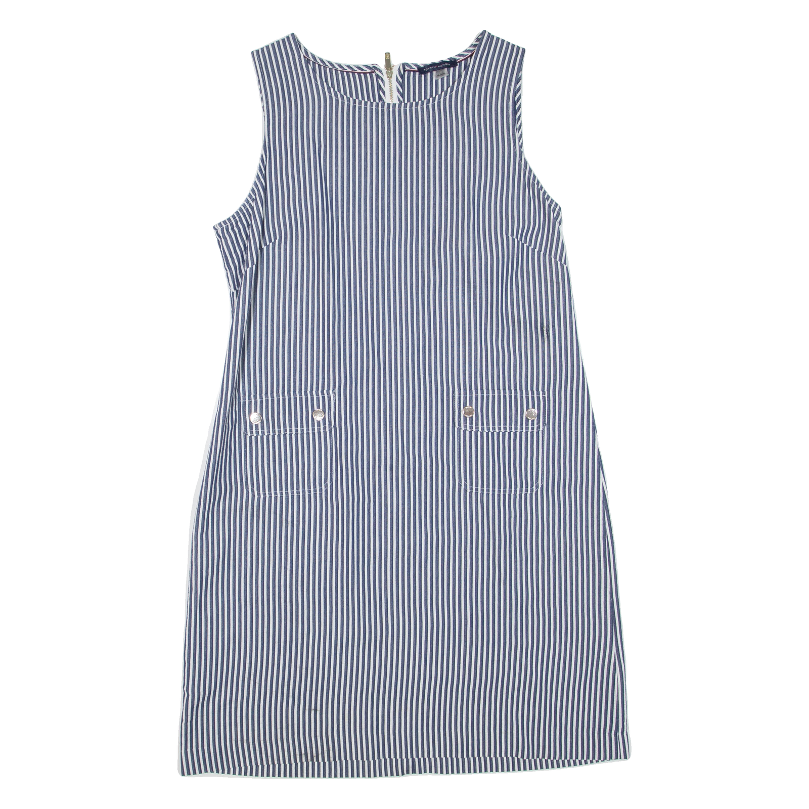 TOMMY HILFIGER Womens Day Dress Blue Striped Sleeveless Knee Length M Refurbished - N/A refurbished available on Cerqular