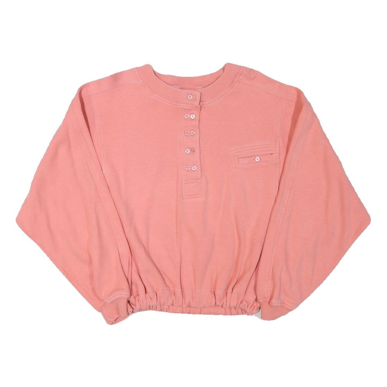 TOGETHER Womens Pink Pullover Sweatshirt M Button Neck Relaxed Fit Casual Style Refurbished - N/A refurbished available on Cerqular