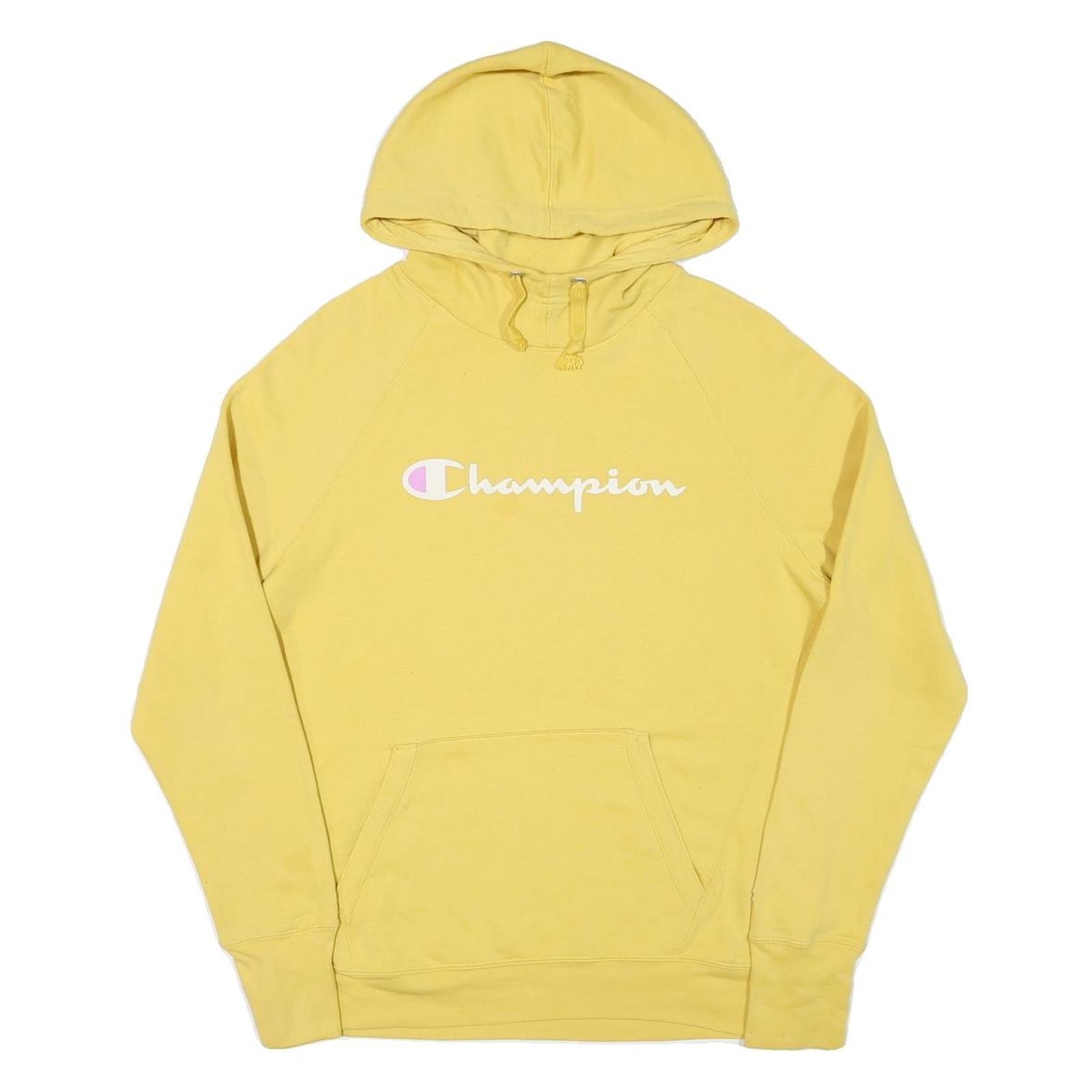 CHAMPION Mens Yellow Hoodie M Cotton Blend Pullover Casual Sweatshirt Refurbished - N/A refurbished available on Cerqular