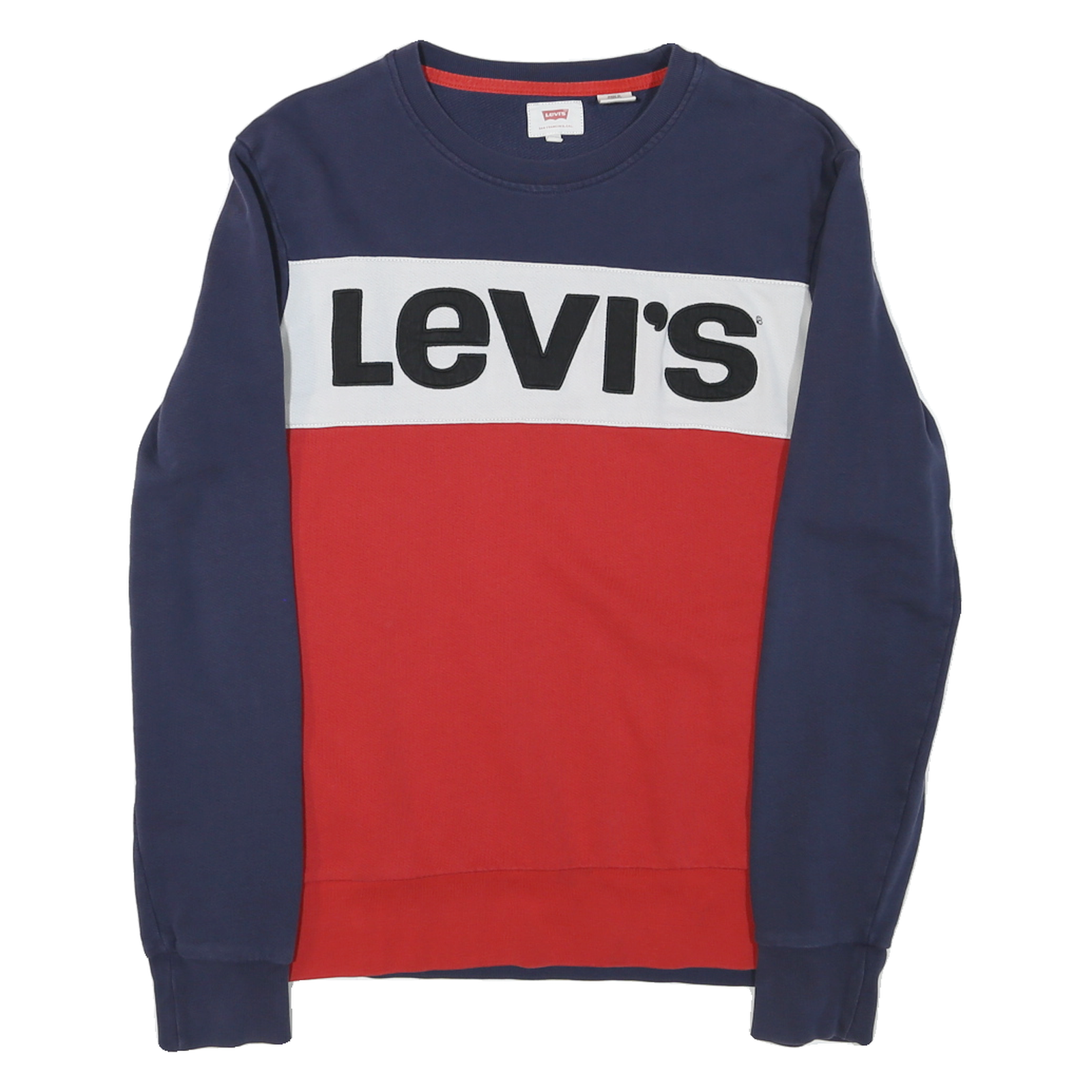 LEVI'S Mens Navy & Red Sweatshirt Crew Neck S Cotton Blend Logo Refurbished - N/A refurbished available on Cerqular
