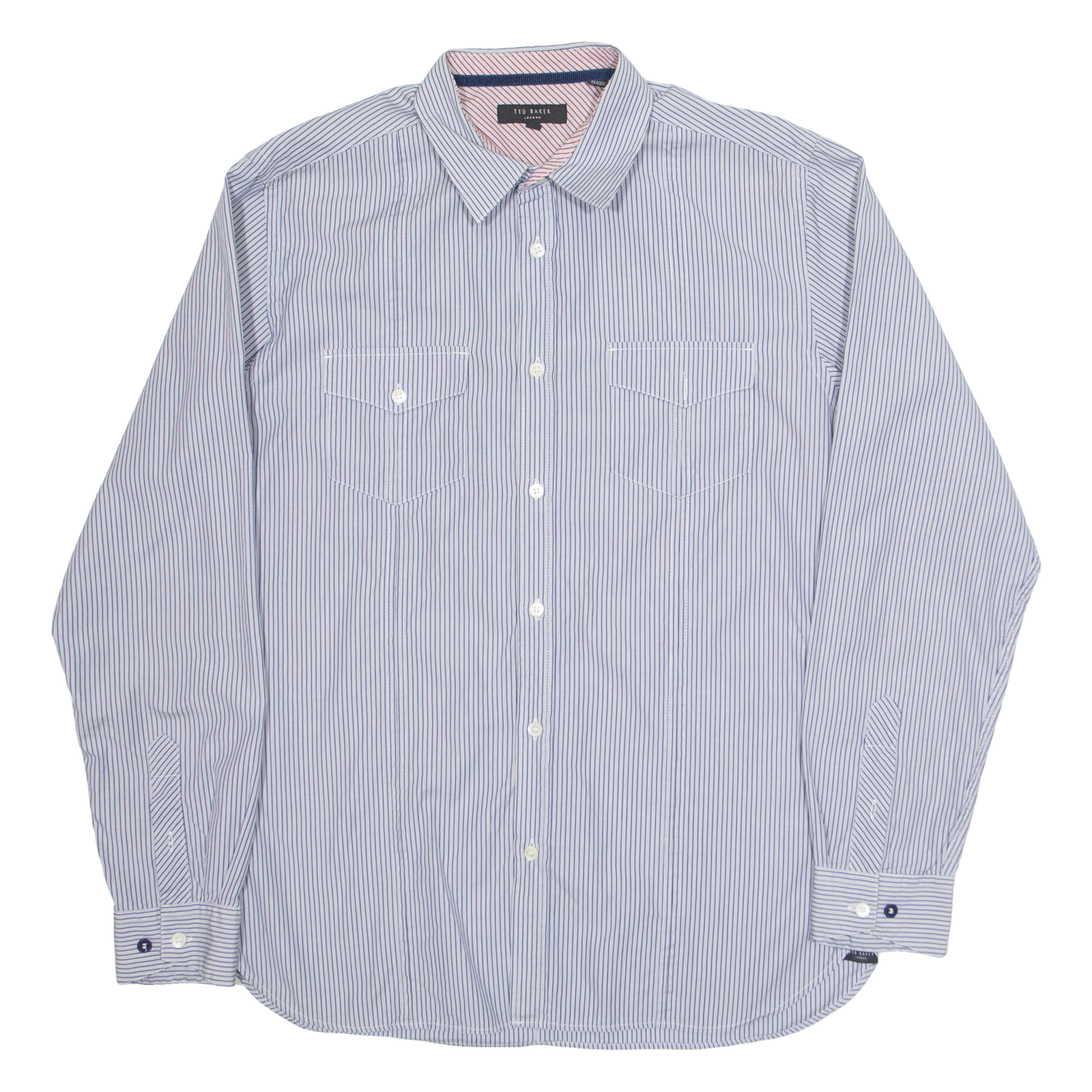 TED BAKER Mens Shirt Blue Pinstripe Long Sleeve L Refurbished - N/A refurbished available on Cerqular