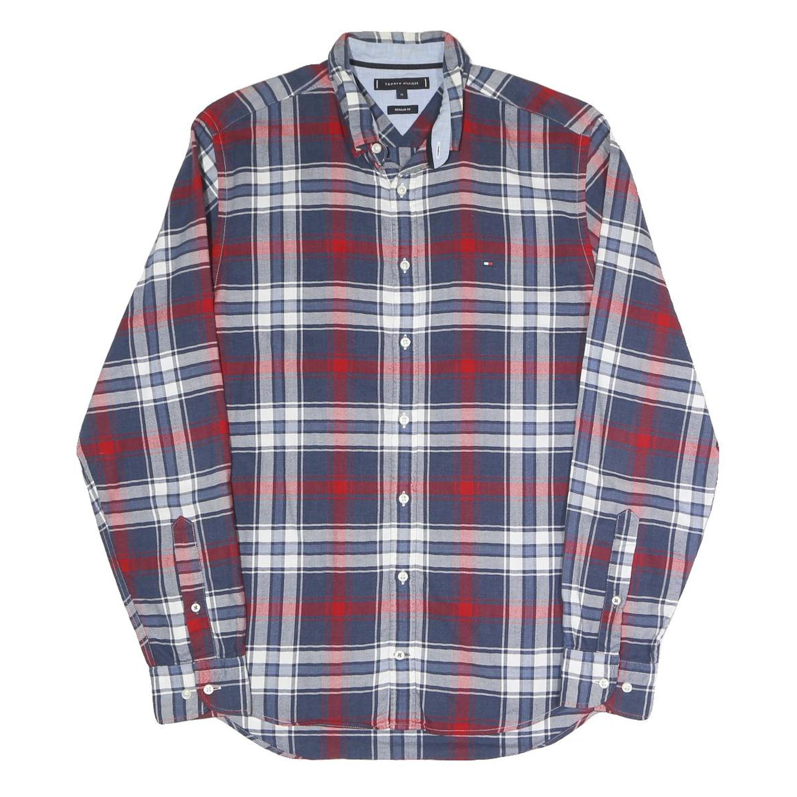 TOMMY HILFIGER Mens Blue & Red Check Shirt M Button-Down Collar Long Sleeve Refurbished - N/A refurbished available on Cerqular