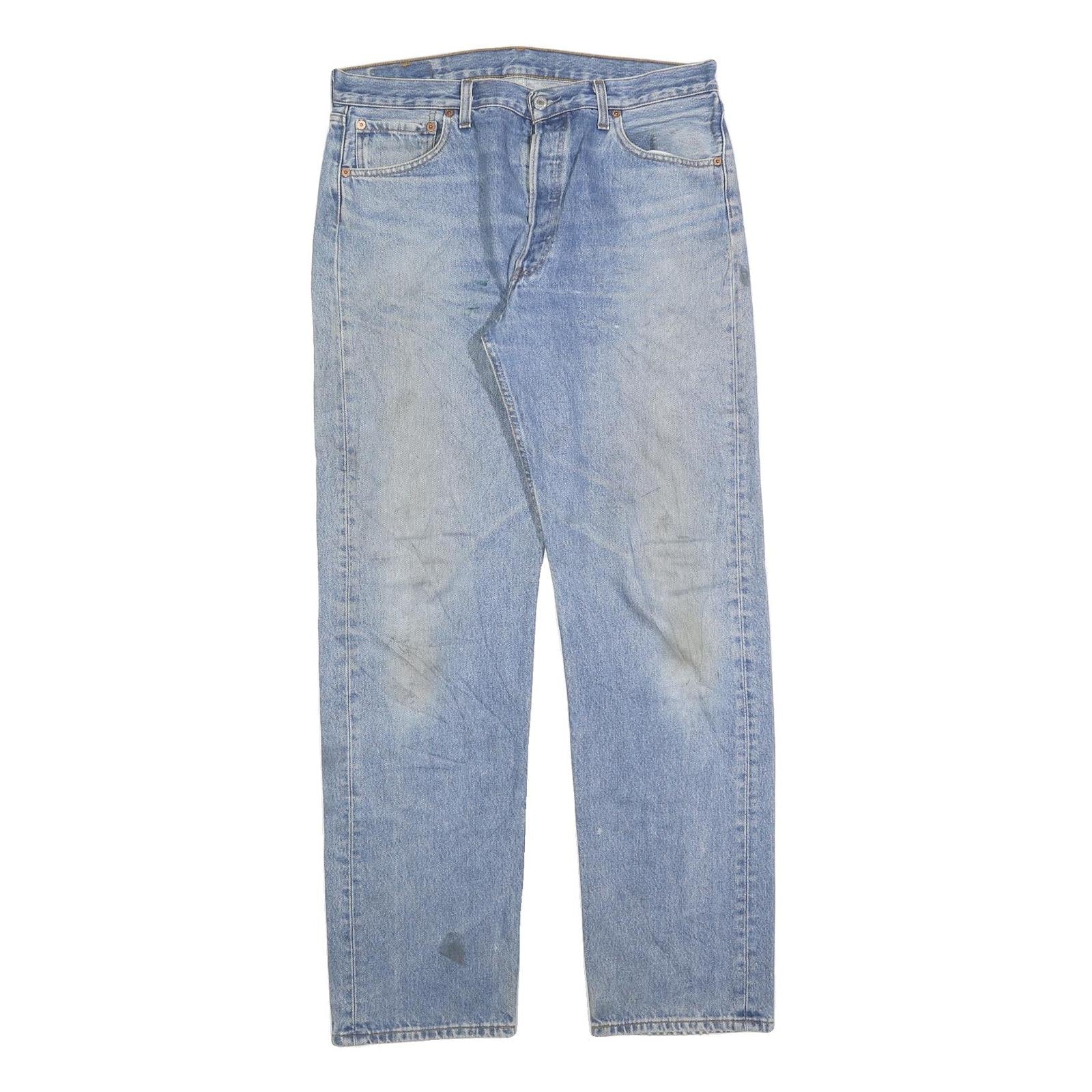 LEVI'S 501 Mens Jeans Blue Regular Straight Denim Medium W36 L34 Classic Cotton Refurbished - N/A refurbished available on Cerqular