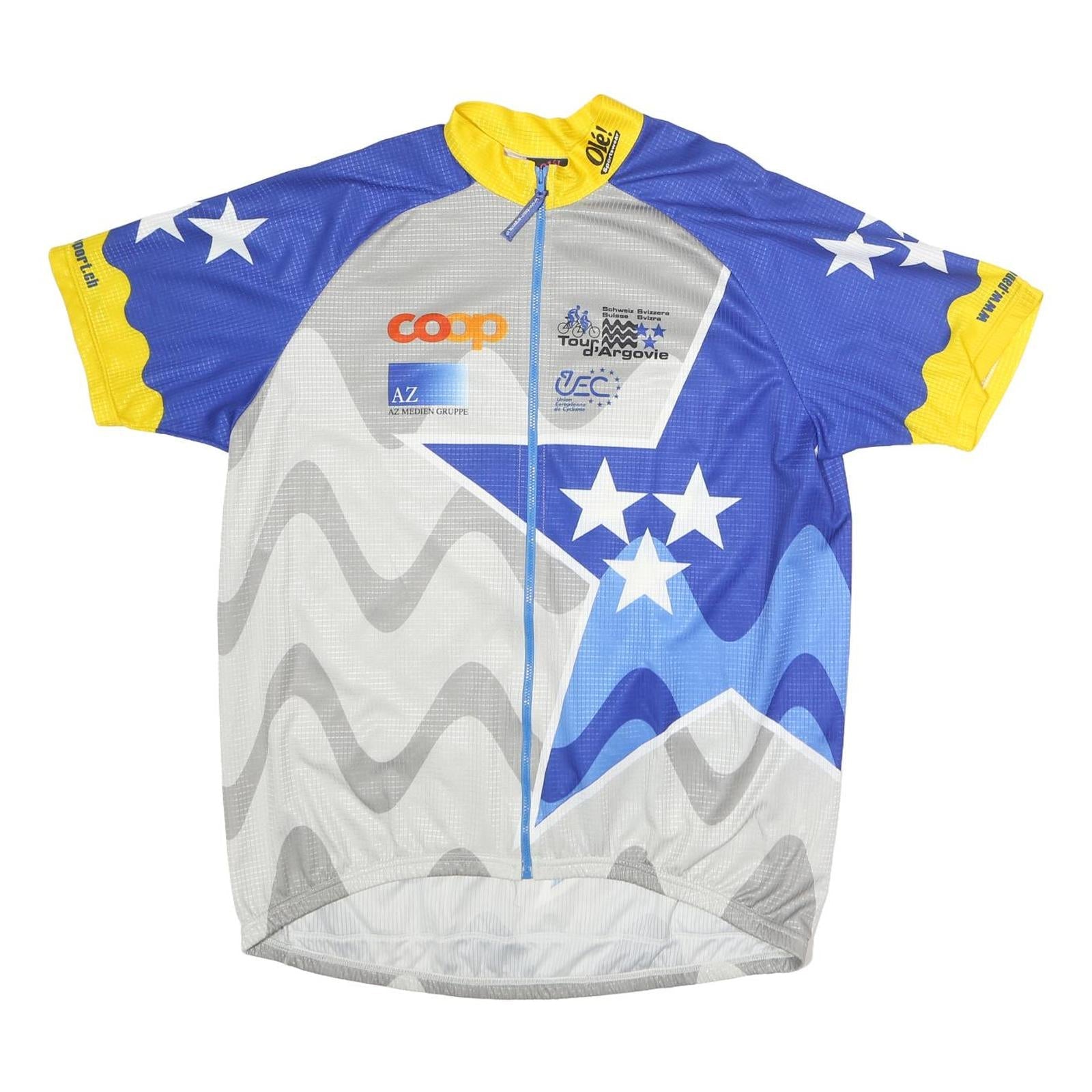 OLE Mens Blue & Yellow Cycling T-Shirt 2XL Short Sleeve Zip Up Sportswear Refurbished - N/A refurbished available on Cerqular
